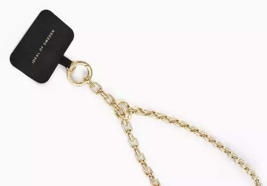 Goldene Kettengliederkette mit schwarzem Anhänger und Aufschrift 'Ideal of Sweden'