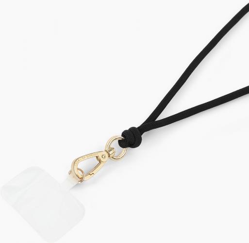 Schwarzes Lanyard mit goldfarbenem Karabinerhaken, geeignet für Anhänger oder Schlüssel