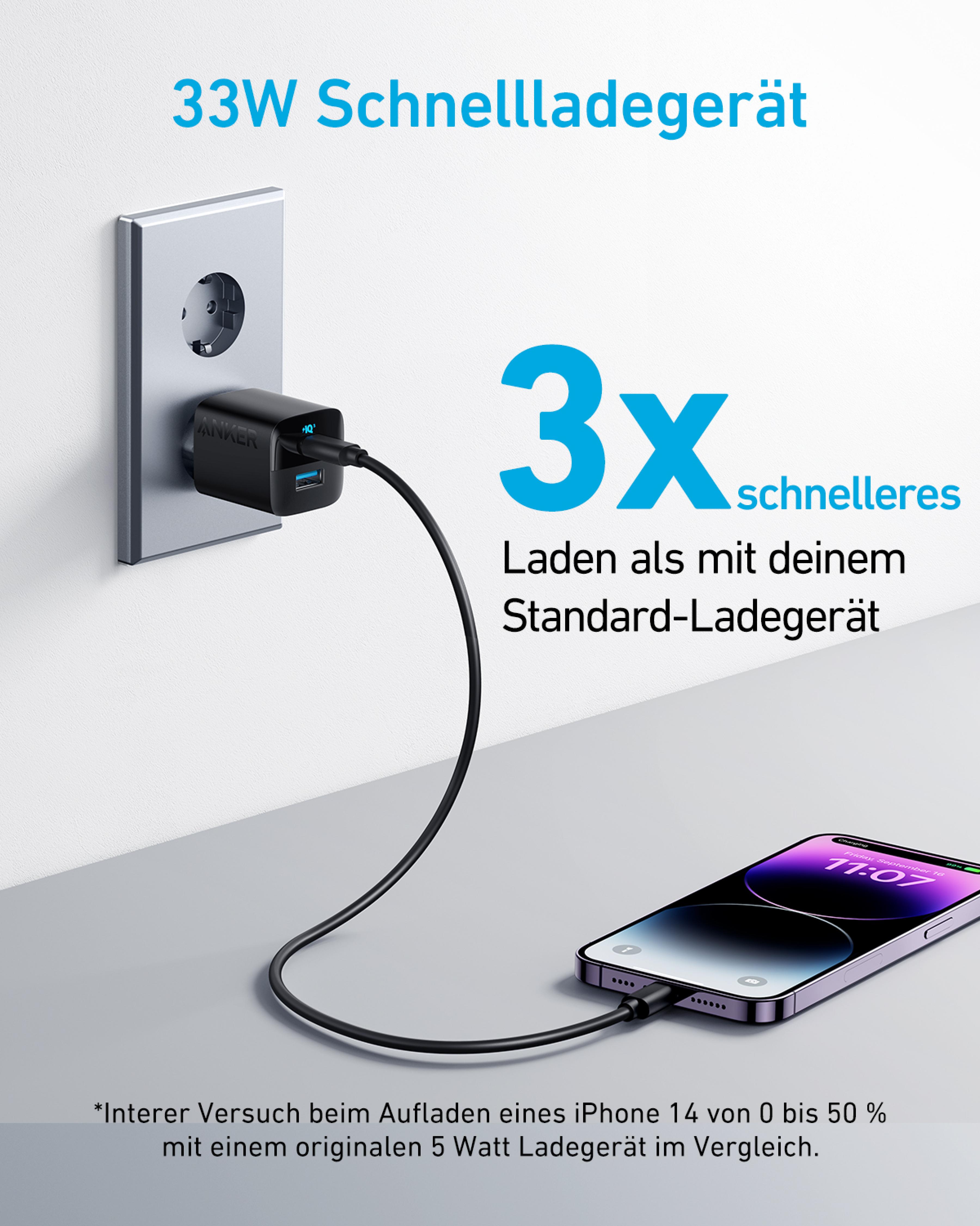 ANKER 323 Wall Charger, 2 Ports, 33W, black