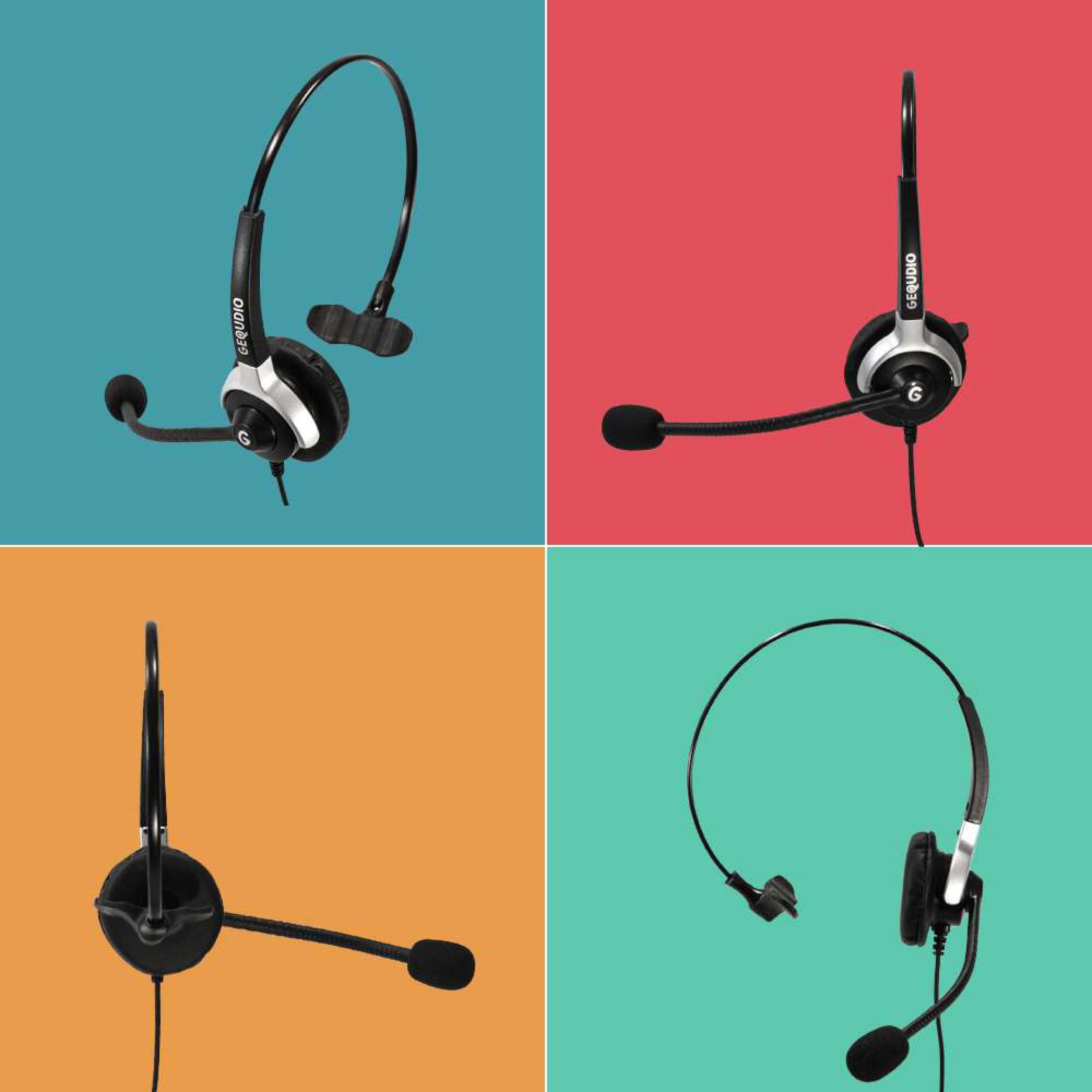 GEQUDIO Headset 1-Ohr fuer Yealink,Snom,Grandstream mit Kabel
