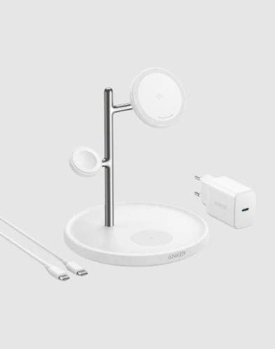 ANKER MagGo Magnetic Wireless Charger, 15W, 3-in-1 Stand, white