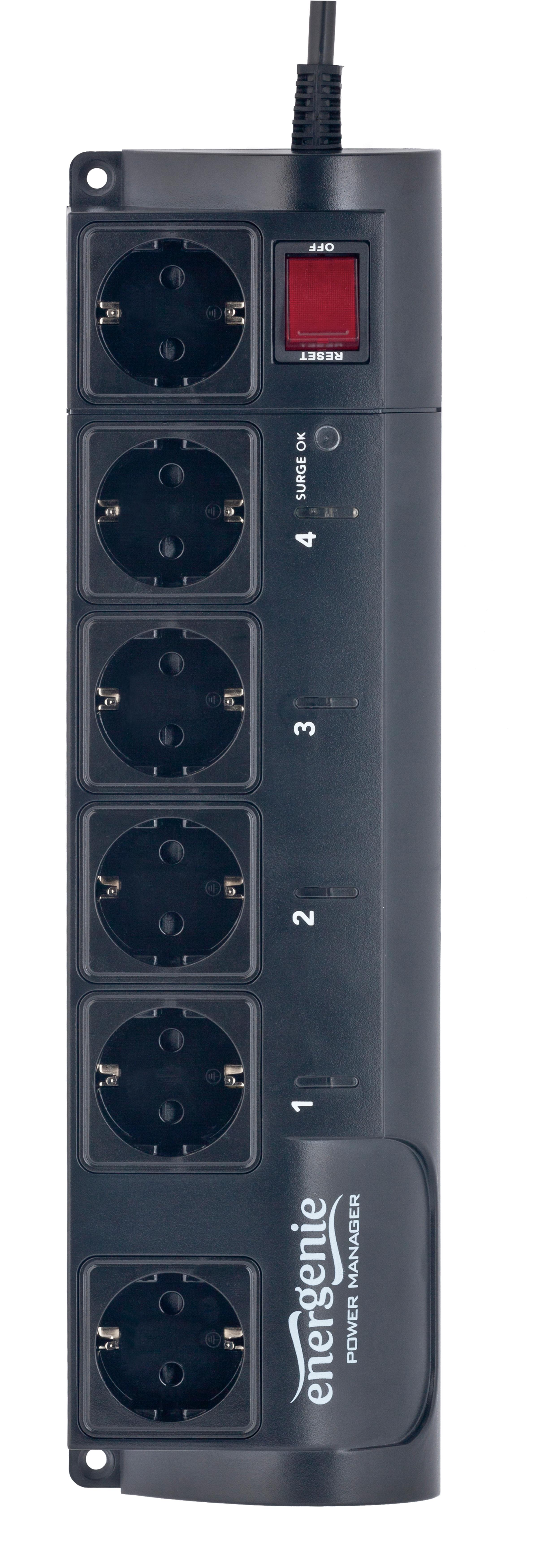 gembird Steckdosenleiste 6fach UE-Schutz/Programmierb./USB-An