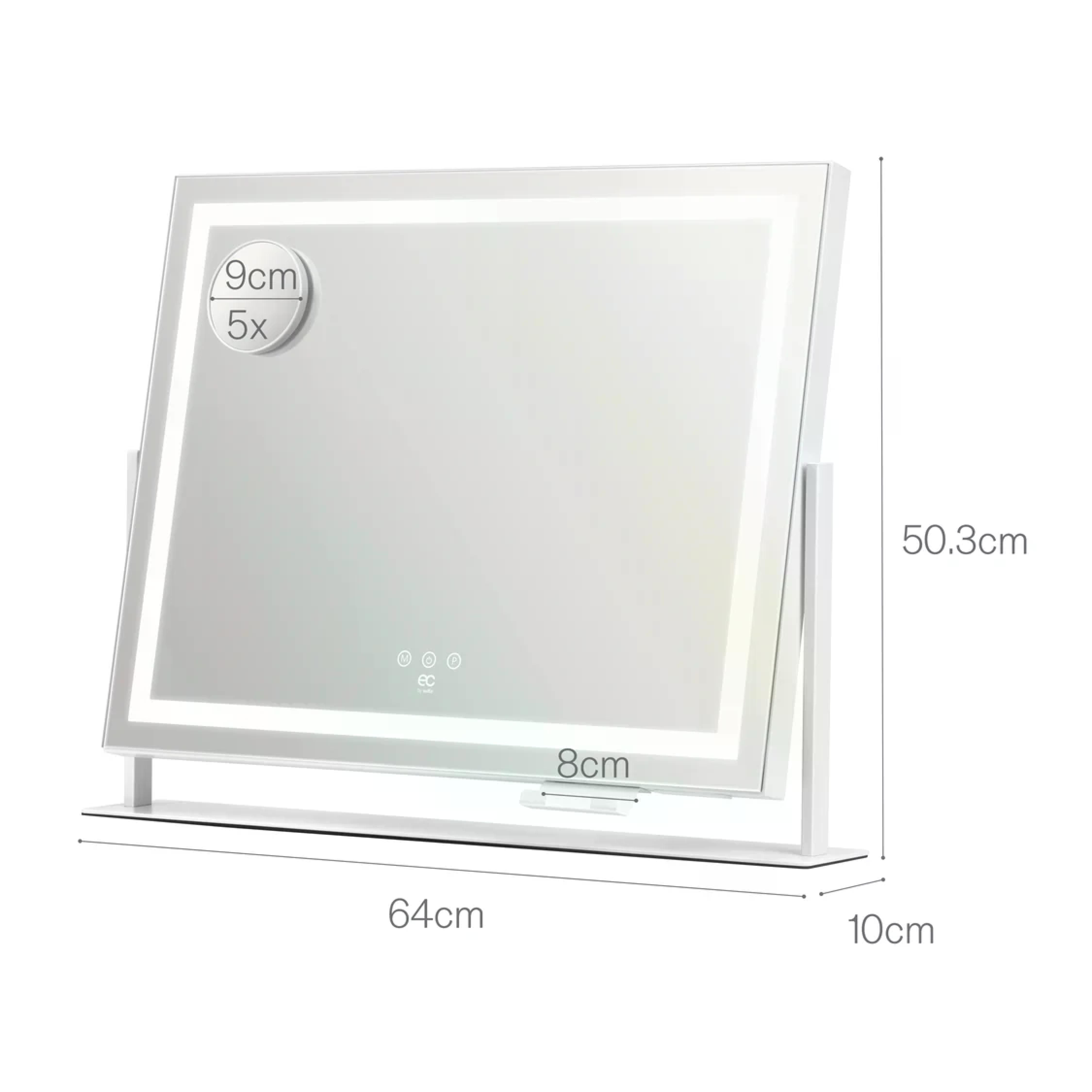 EC BY WILFA Schminkspiegel SPARKLE 58, rotierbarer Spiegel, LED, 58 × 46 cm, MI1W-D58, weiß