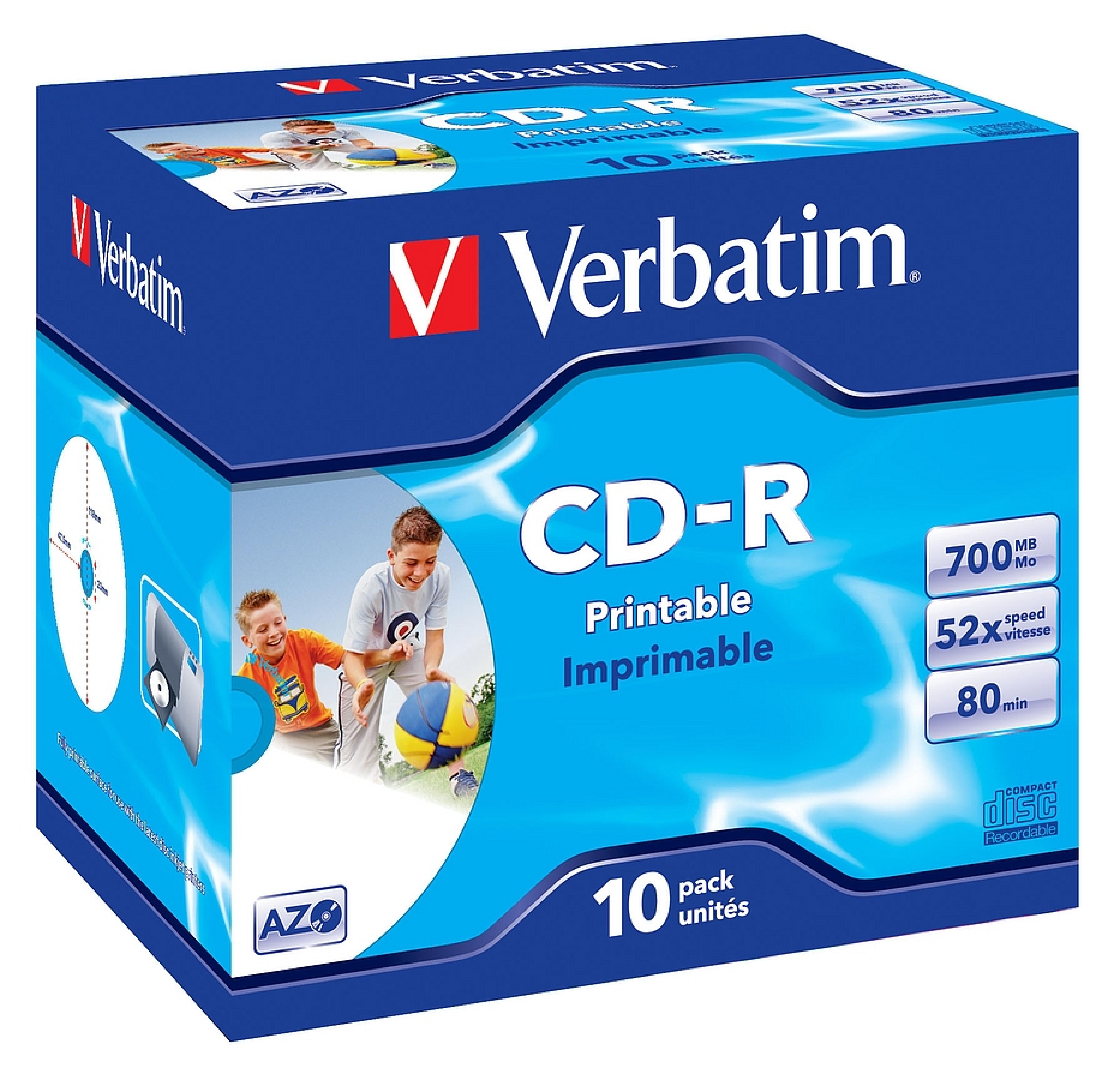 VERBATIM CD-R AZO 700MB 52x 10er JewelCase bedruckbar