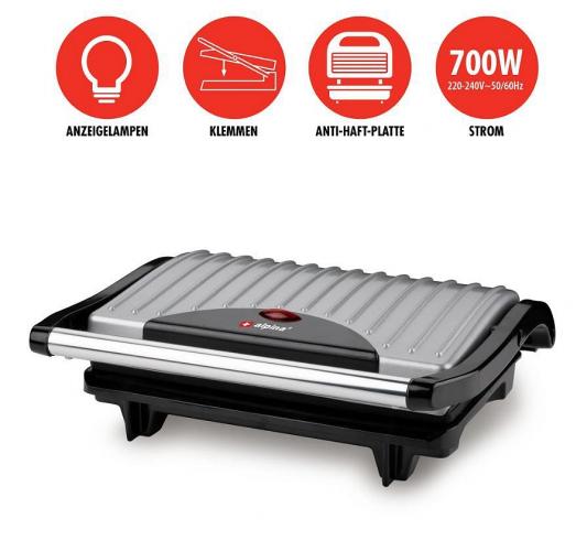 Elektrischer Kontaktgrill mit 700W, Antihaft-Platten und Anzeigeleuchten