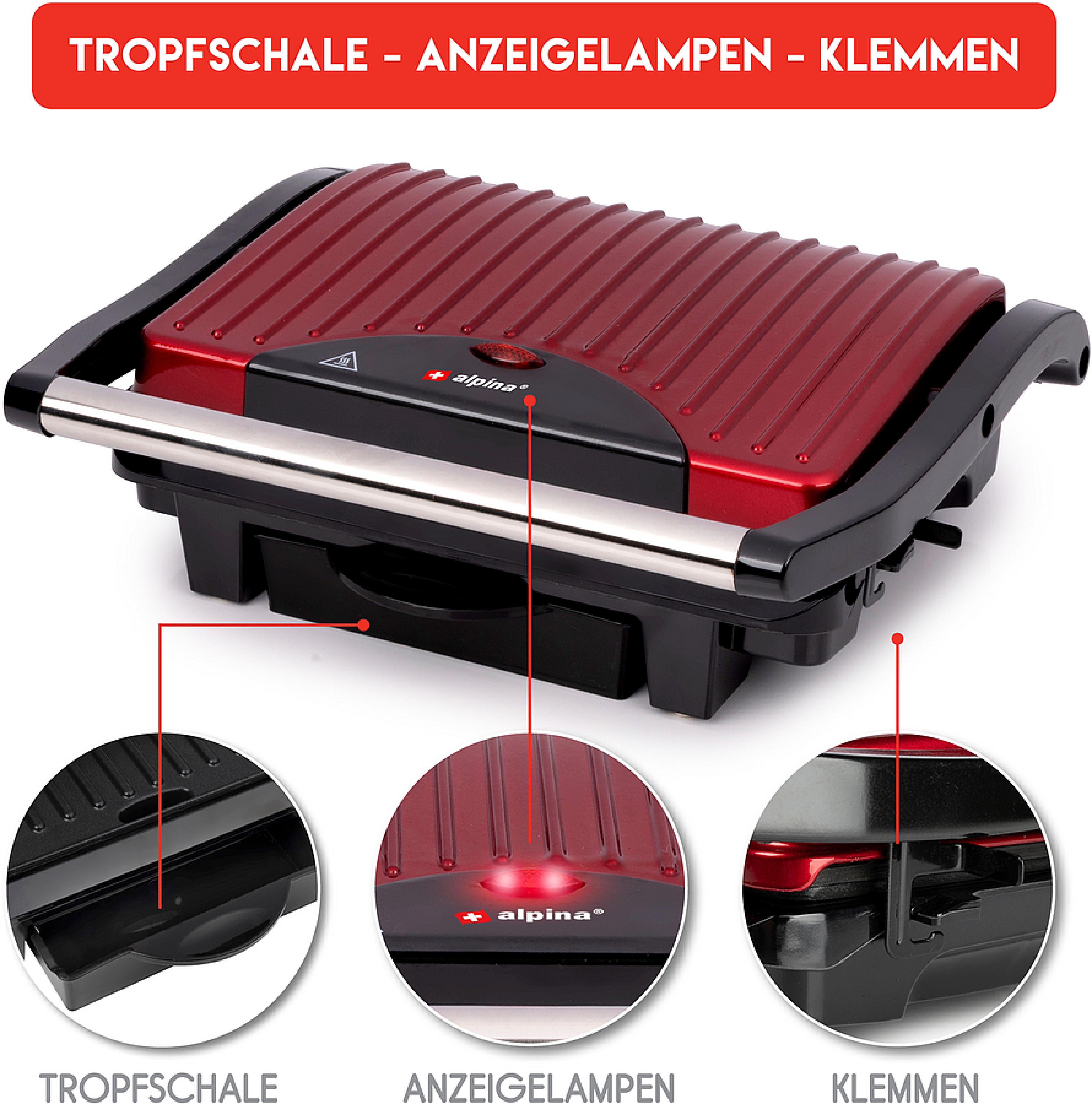 ALPINA Kontaktgrill, 220-240V, 1000W