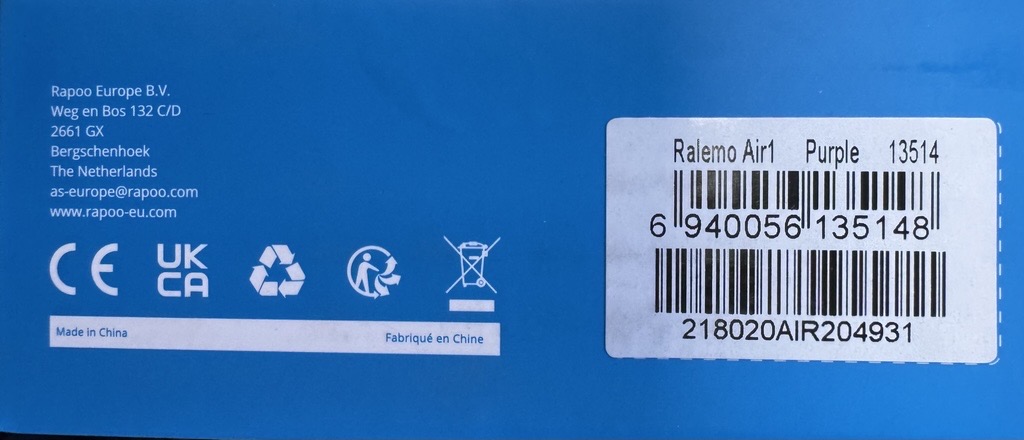 RAPOO RALEMO AIR 1 PURPLE MM Mouse