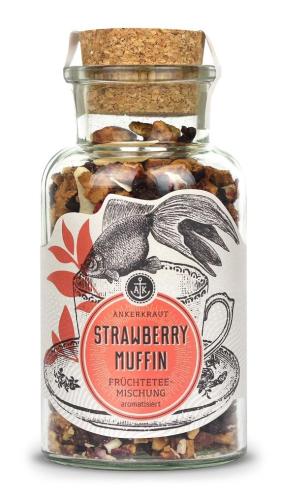 Glas mit Ankerkraut Strawberry Muffin Früchtetee-Mischung und dekorativem Etikett