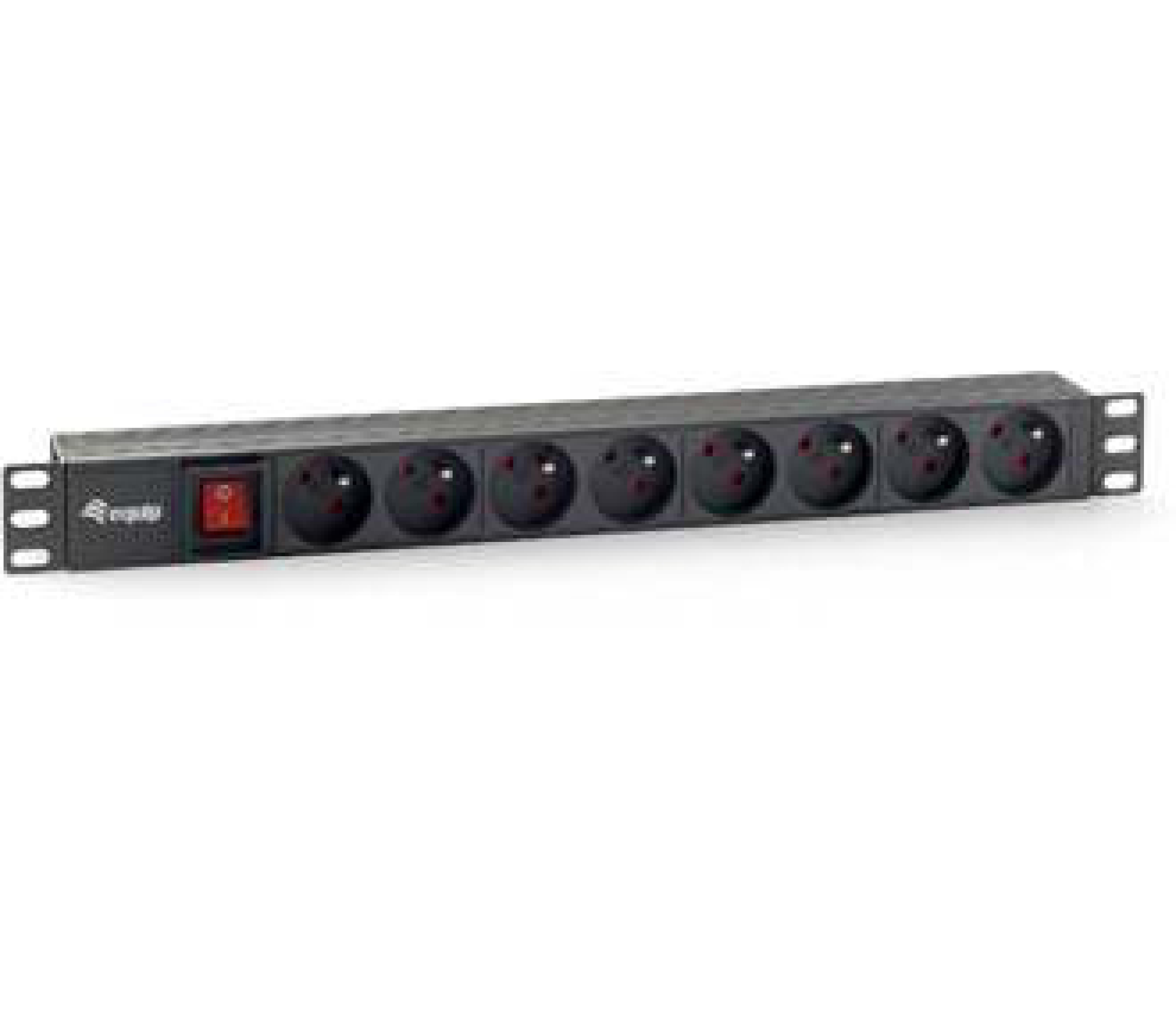 Equip 19" Steckdosenleiste 8xNFC 61-314 FR+Switch->St.90°Pla