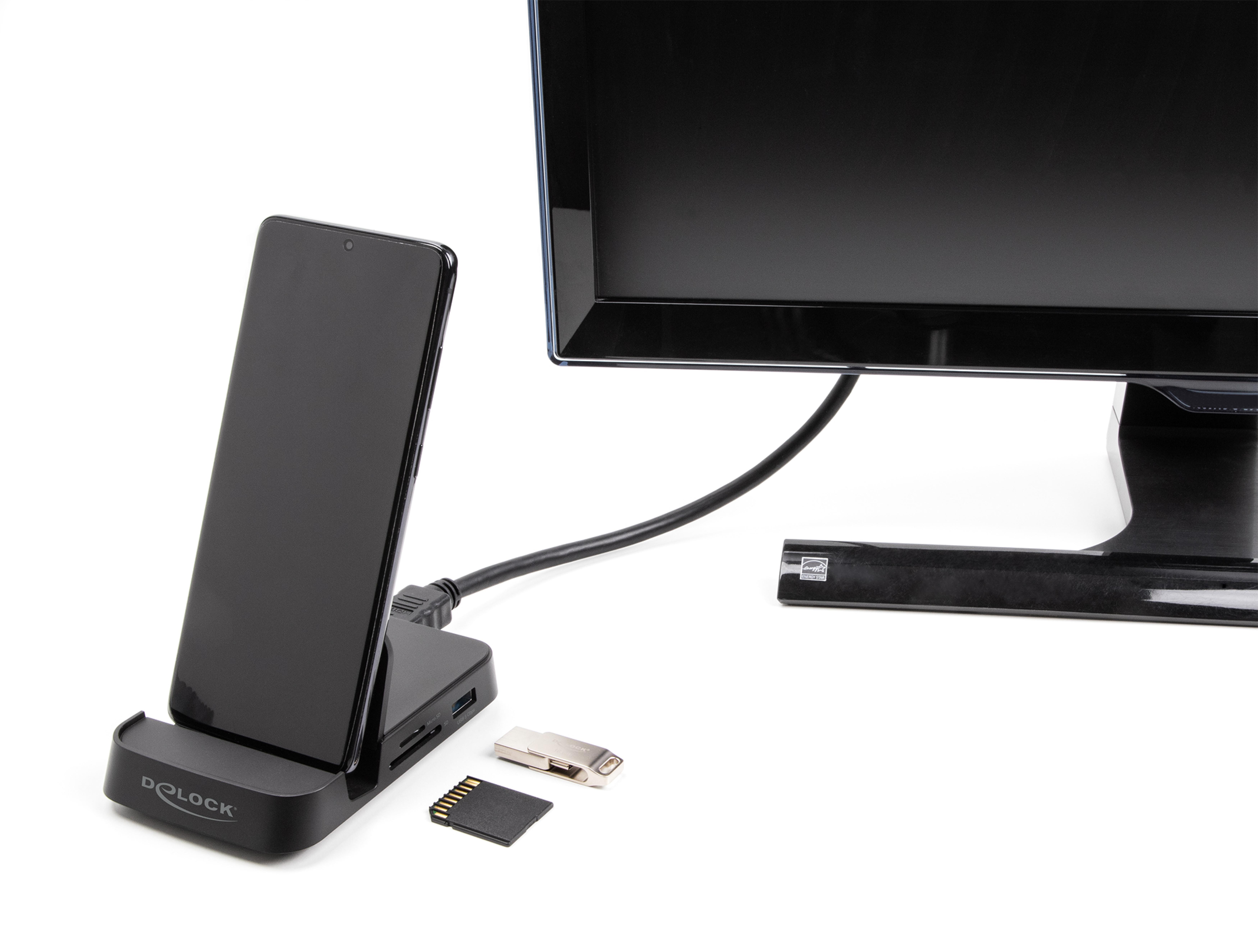 DELOCK Smartphone Dockingstation 4K mit integrierter Halt.