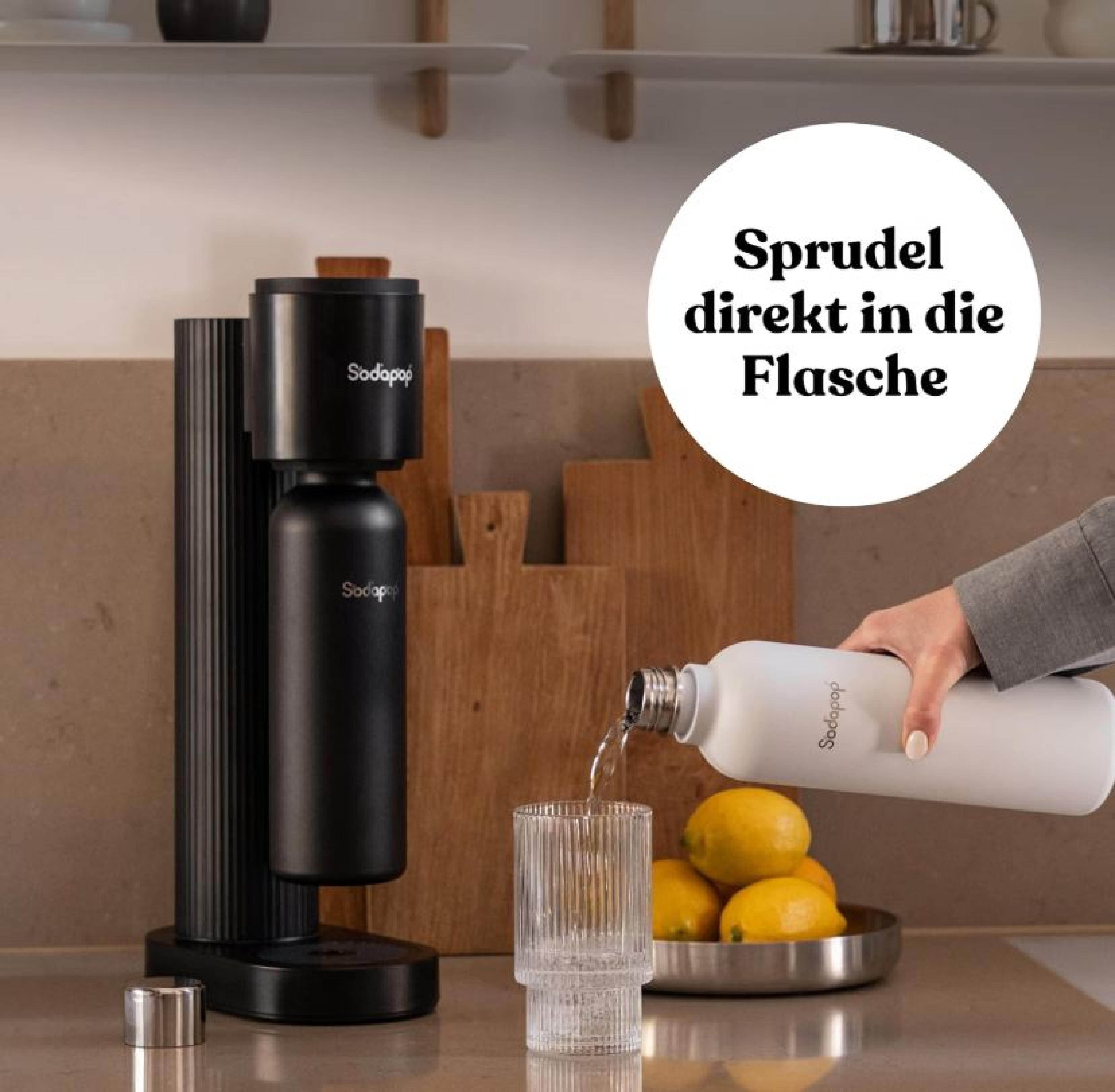 SODAPOP Wassersprudler Cooper Pro schwarz mit PET- und Edelstahlflasche