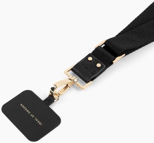 Schwarzer Gürtel mit goldener Schnalle und 'Ideal of Sweden' Etikett