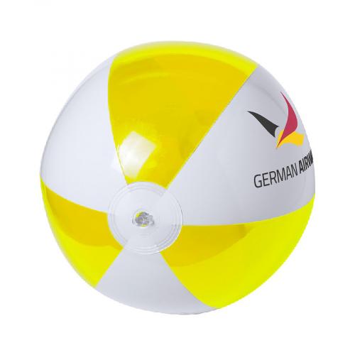 Aufblasbarer Strandball in Gelb und Weiß mit German Airways Logo