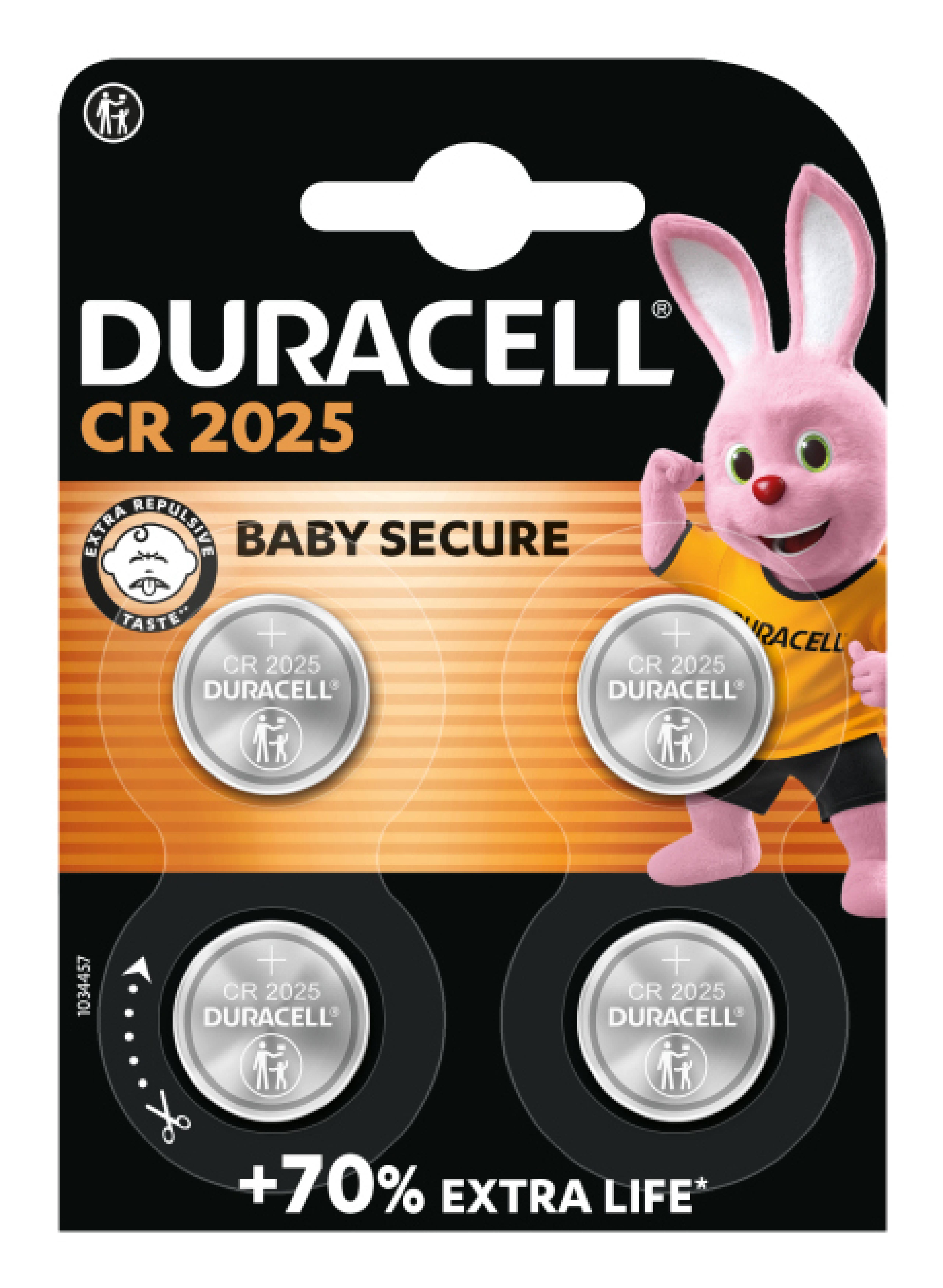 Duracell Batterie Knopfzelle CR2025 3.0V Lithium 4St.