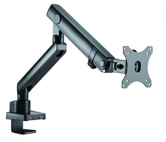 Eleganter schwarzer Monitorarm mit flexibler Einstellung aus Metall, ideal für ergonomische Arbeitsplatzgestaltung