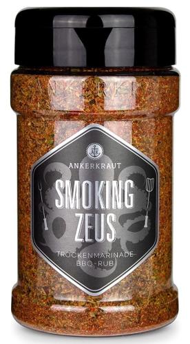 Ein Glas Ankerkraut Smoking Zeus Trockenmarinade BBQ Rub, ideal für Grillgerichte.
