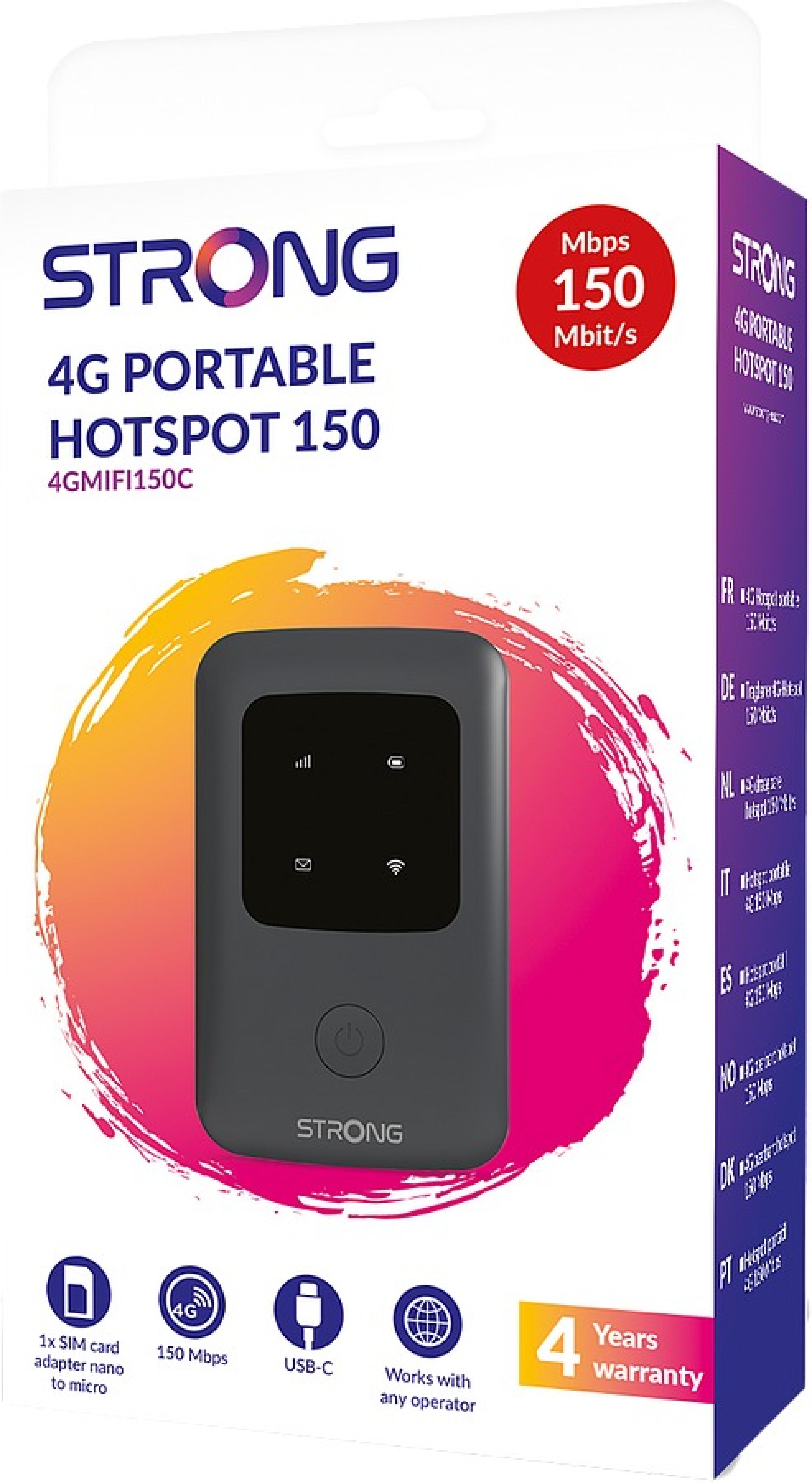 STRONG 4G LTE Router, mobiler Hotspot, LTE bis 150 Mbit/s, WLAN bis 300 Mbit/s, USB-C
