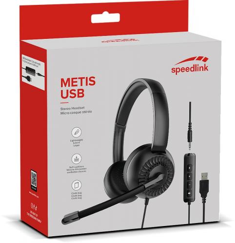 Verpackung des Speedlink Metis USB Stereo Headsets mit Mikrofon und Lautstärkeregler