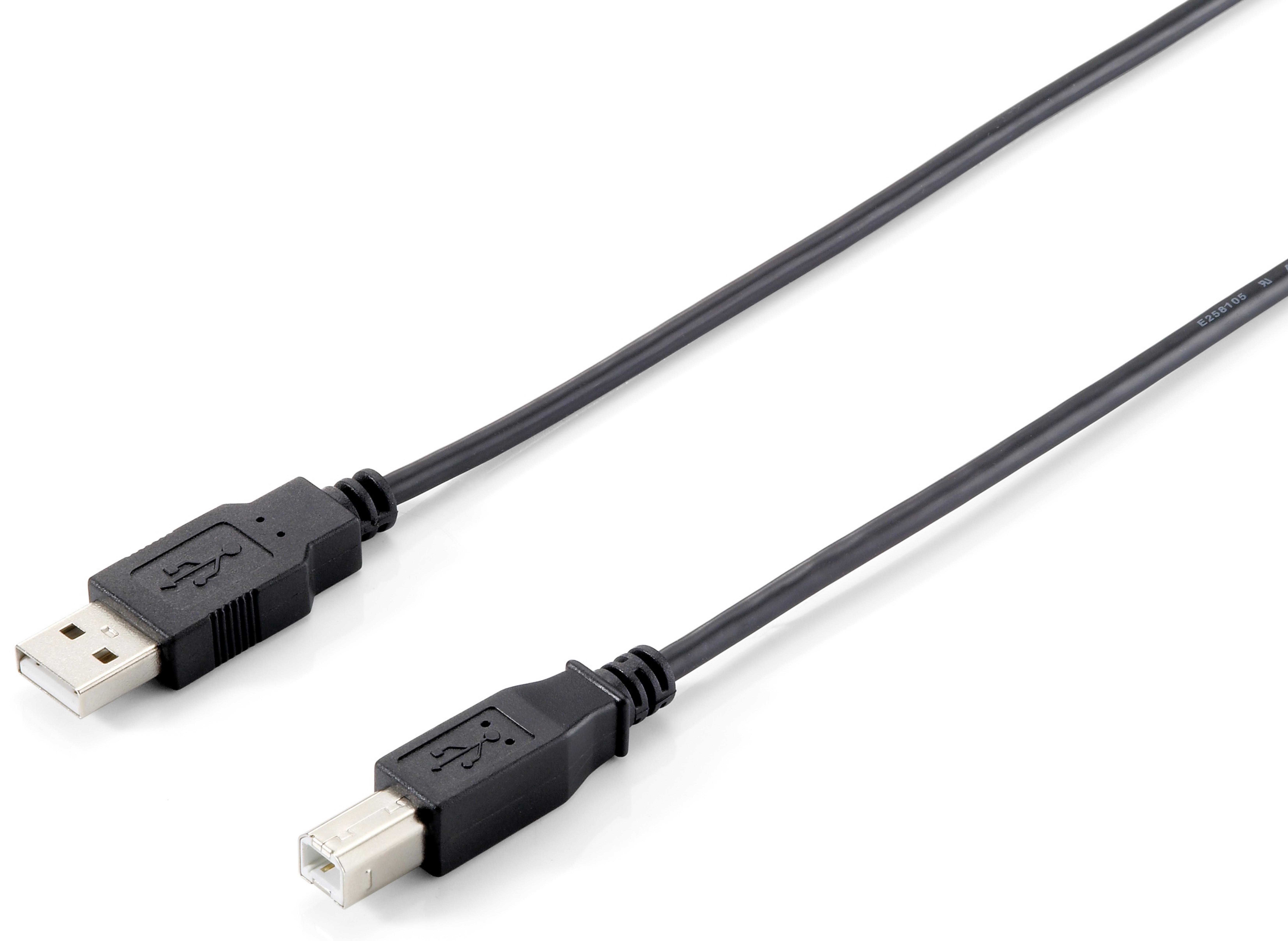 Equip USB2.0 Druckerkabel USB-A->USB-B St/St 1.80m schwarz Polybeute