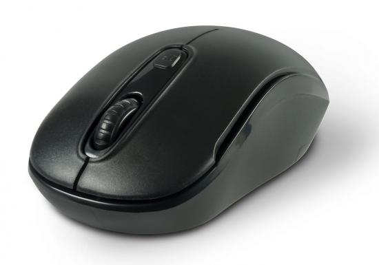 Schwarze ergonomische kabellose Computermaus mit Scrollrad