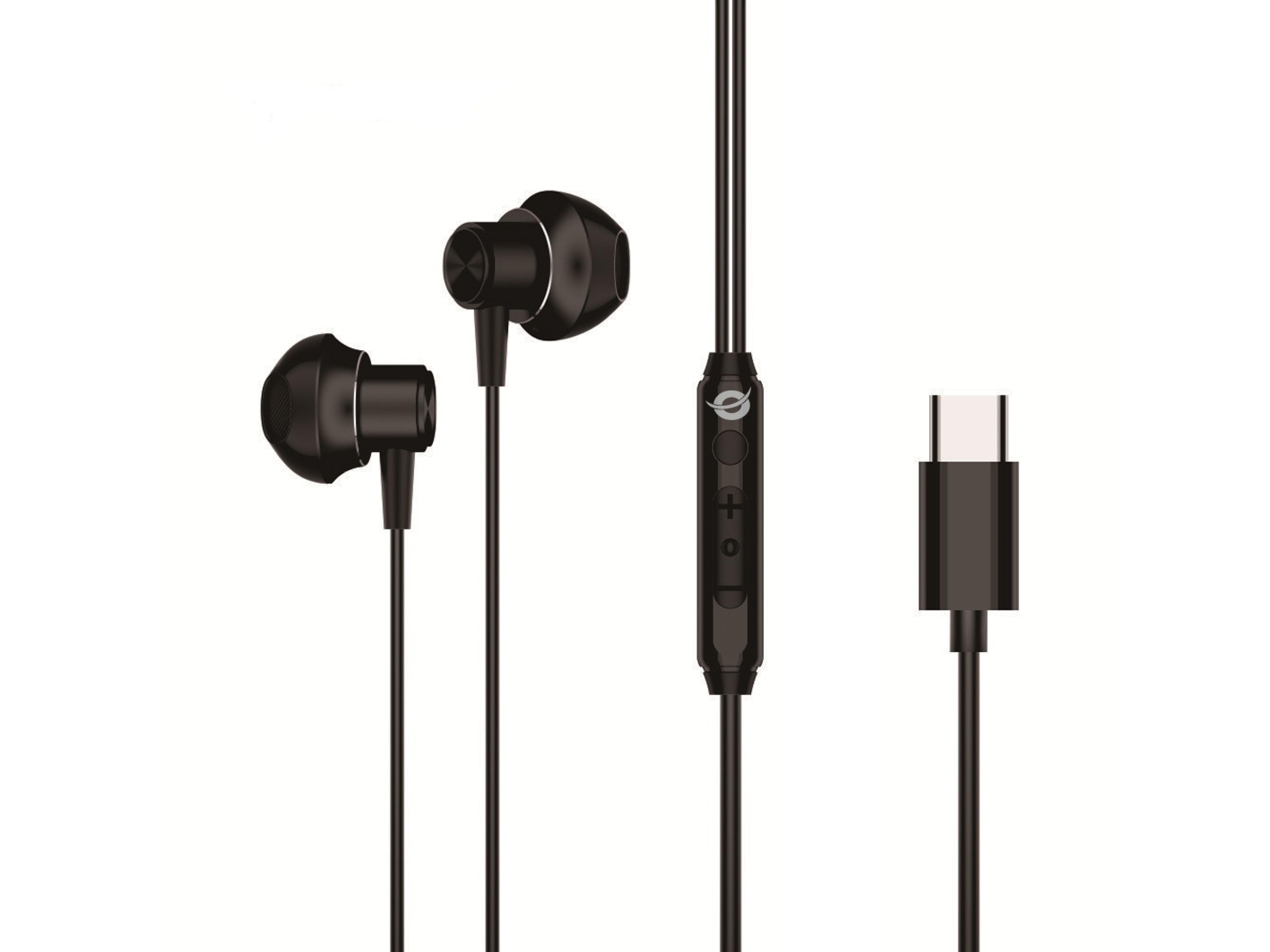 CONCEPTRONIC Headset Ohrhoerer USB-C/Mikro/Ergono./+ 1.20m sw