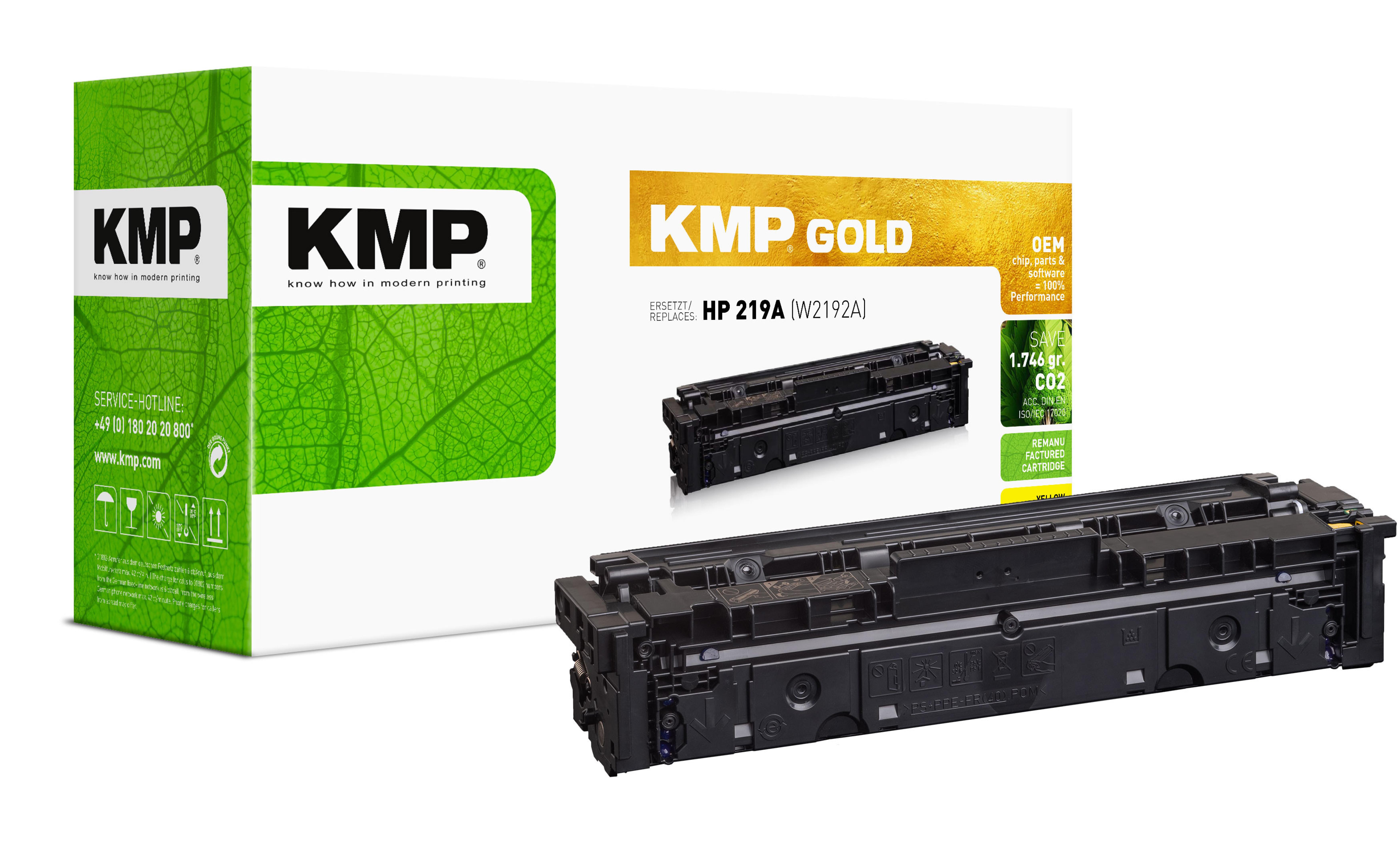 KMP GOLD Toner HP 219A (W2192A) yellow 1200 Seiten remanufactured