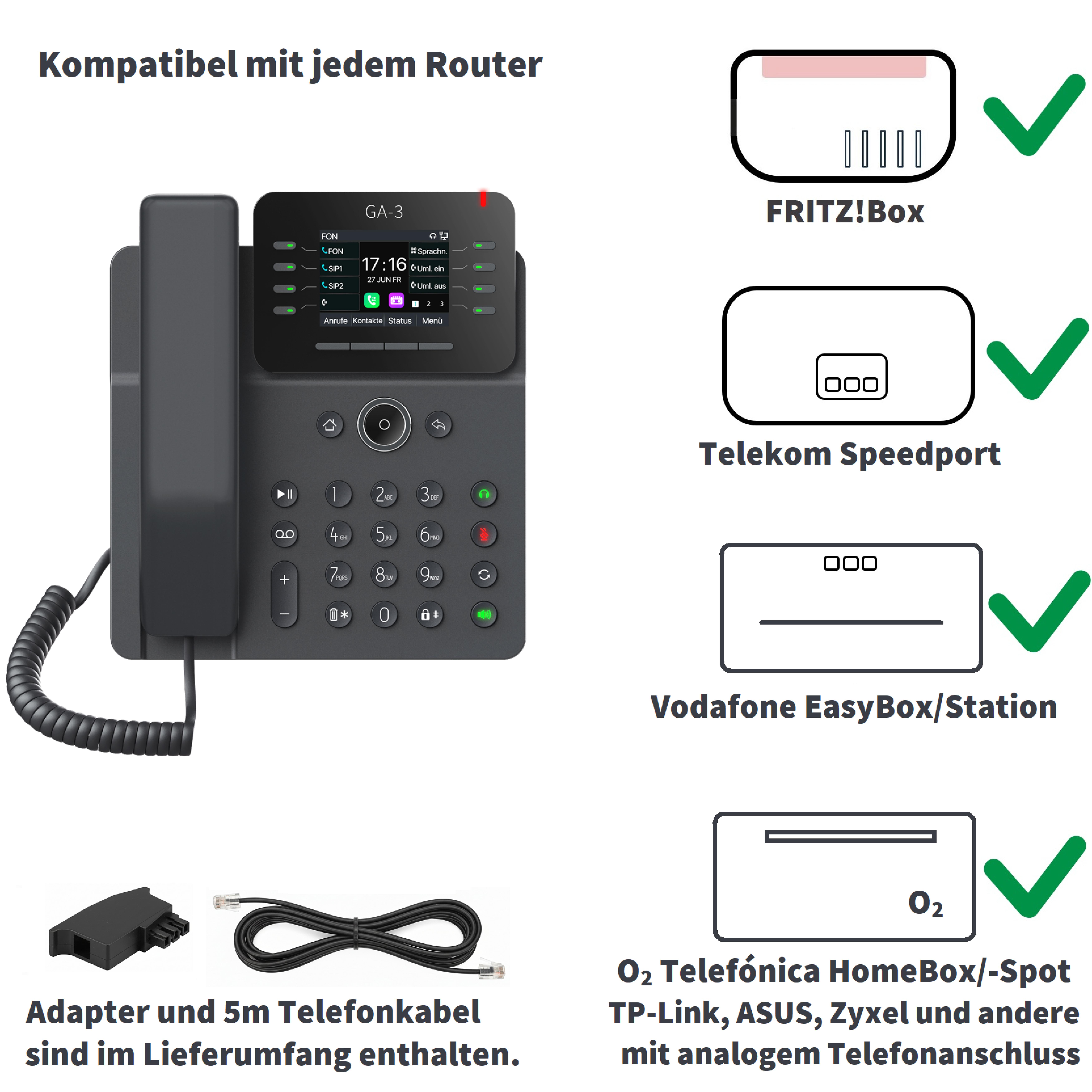 GEQUDIO GA-3 Telefon mit Anrufbeantworter