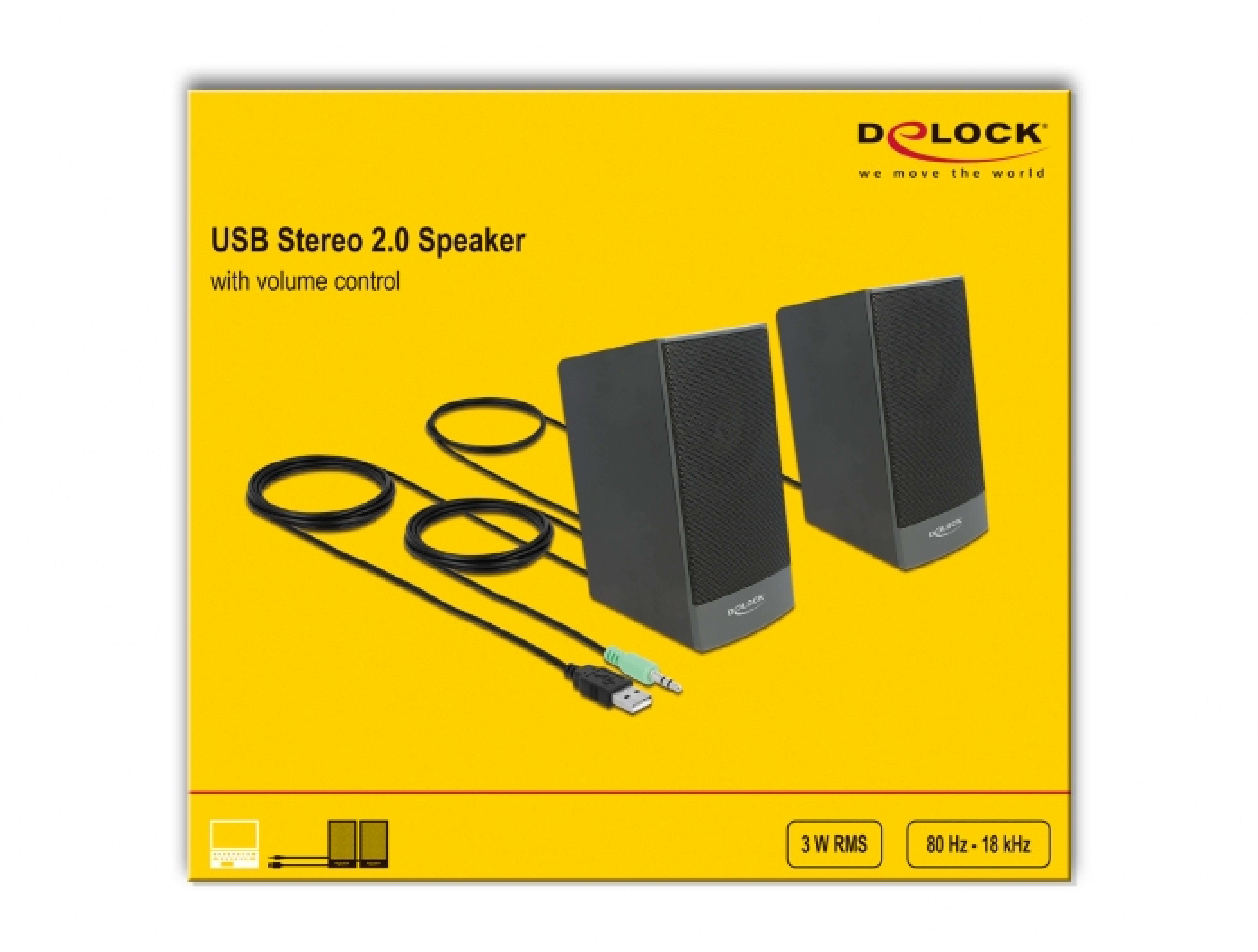 DELOCK Stereo 2.0 PC Lautsprecher 3,5mm Klinkenstecker USB