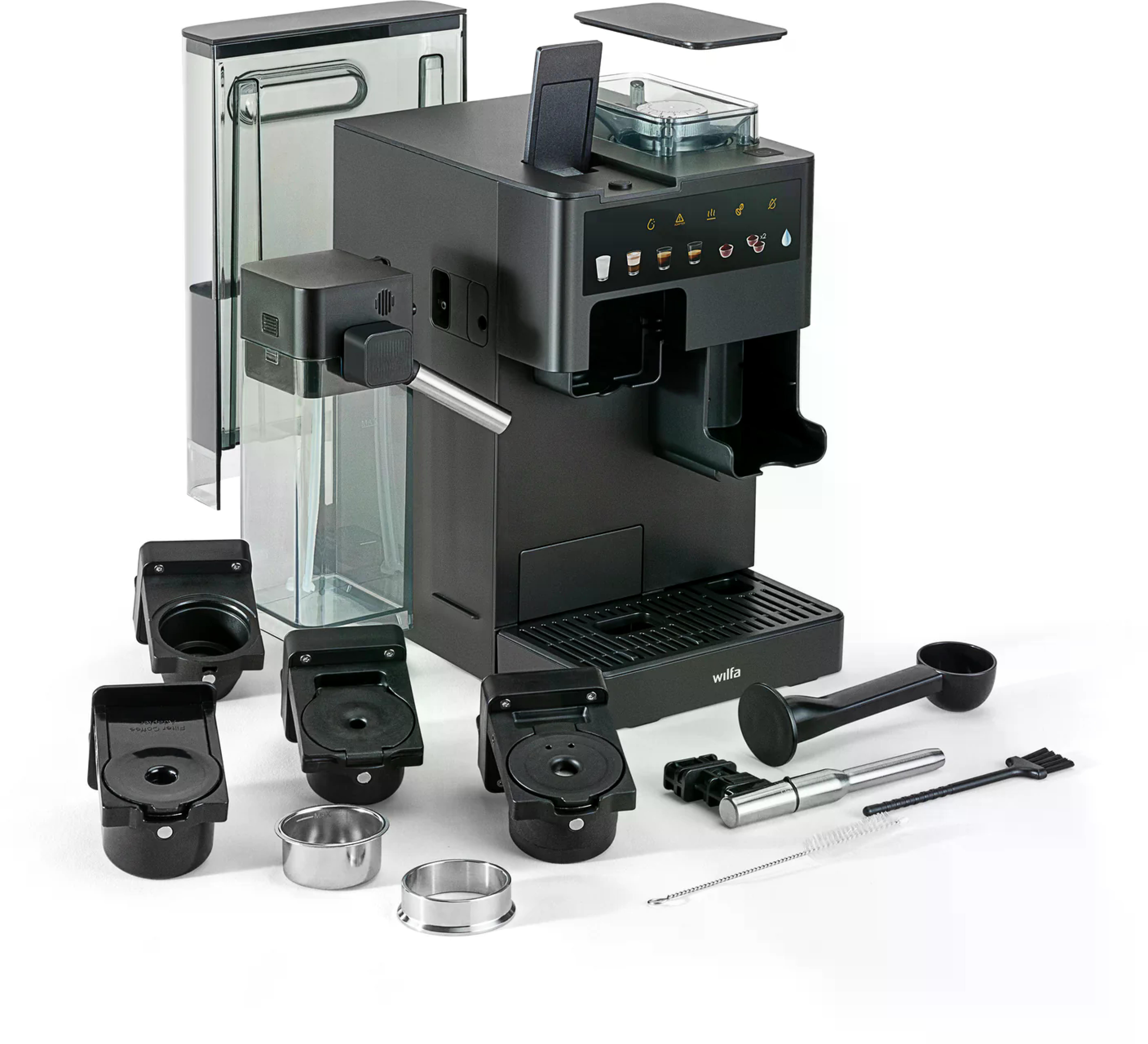 WILFA Kaffeemaschine-all-in-one VOLO MULTI GRIND, Adapter für Filterkaffee, Espressopulver u Kapsel, MMA2G-TCM20, schwarz