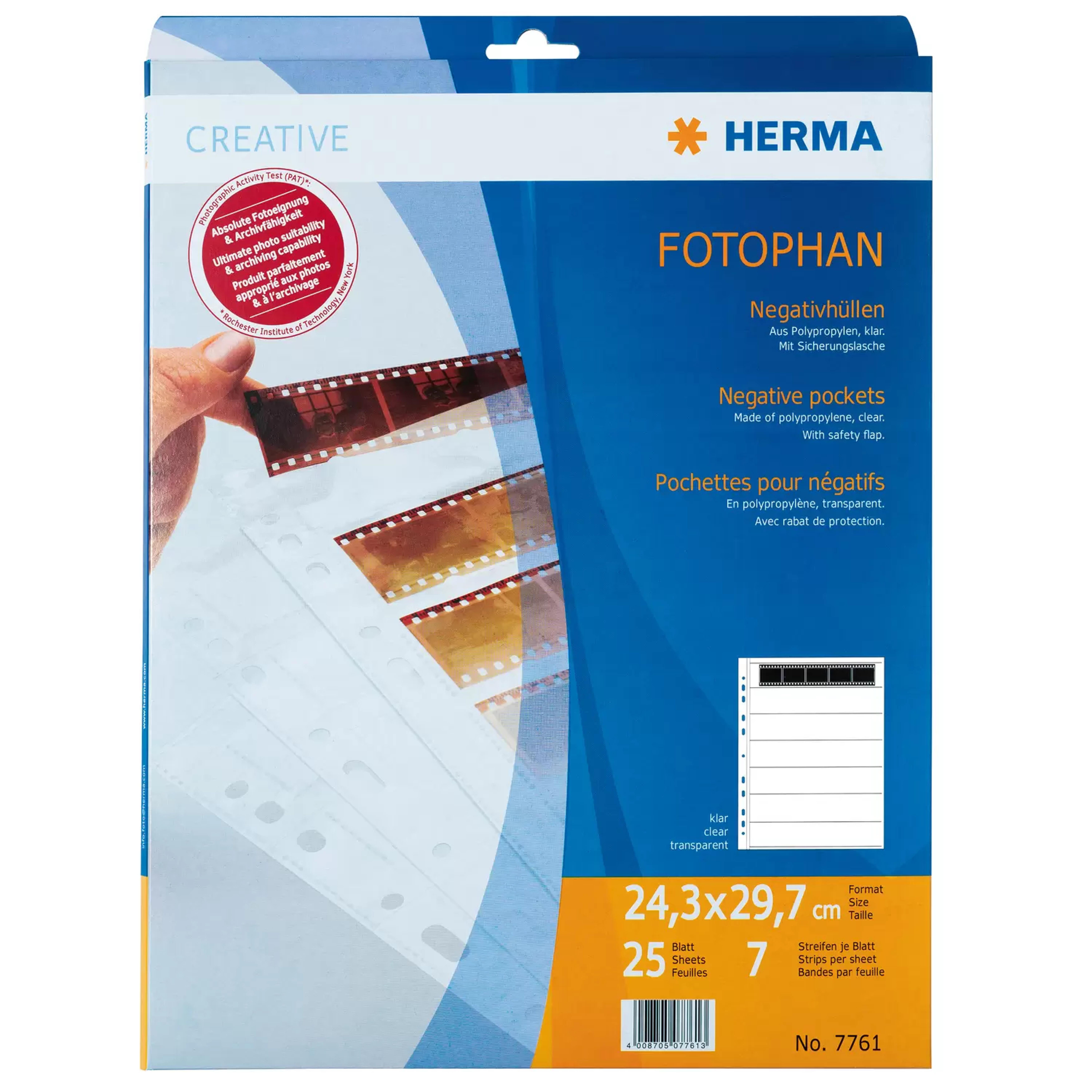 HERMA Negativhuellen transparent fuer 7 x 5 Streifen 25 St.