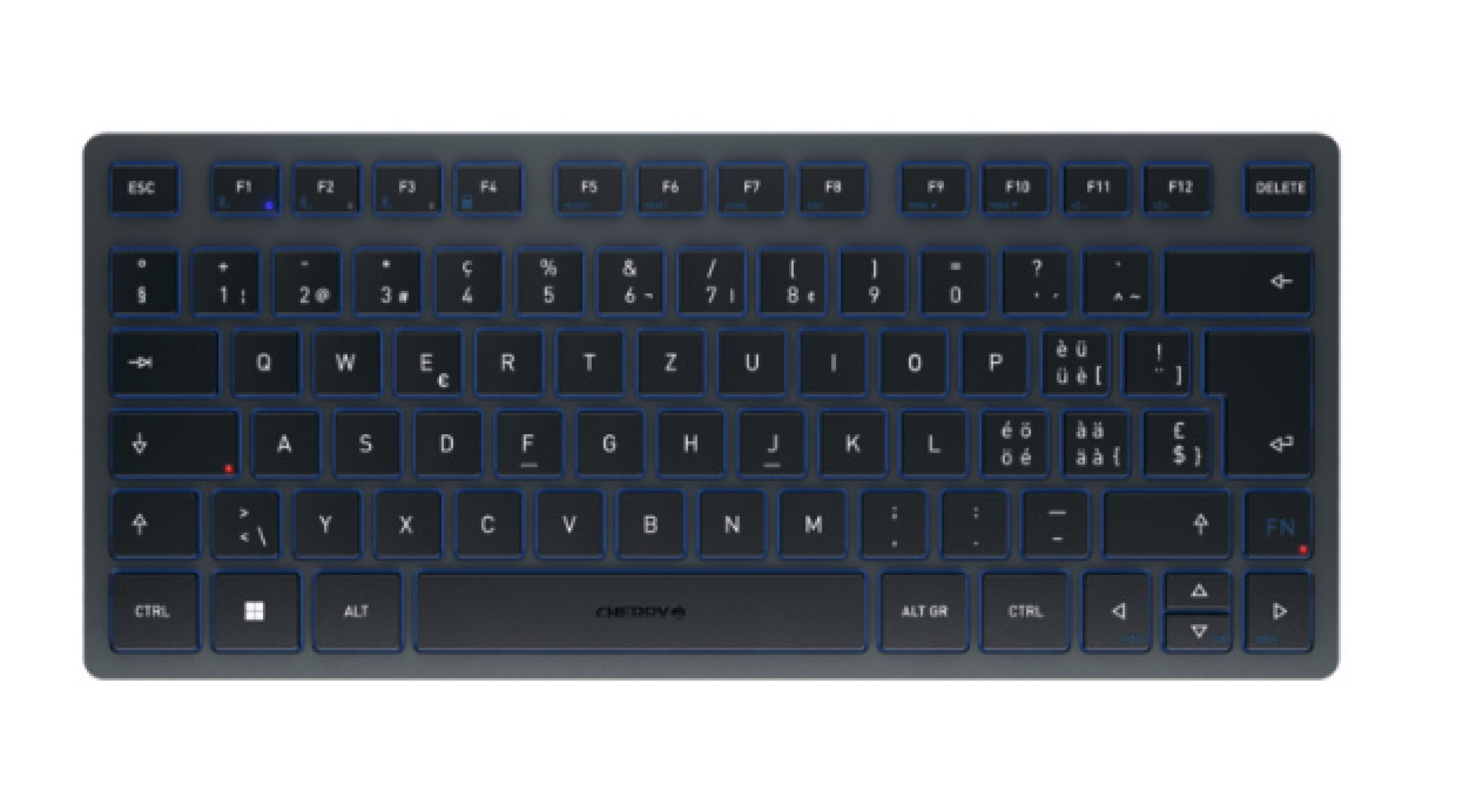 CHERRY KW7100 Wireless MINI Tastatur CH TKL 75% Blaugrau