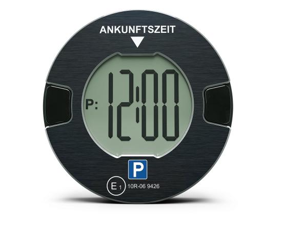 Elektronische Parkscheibe mit digitaler Anzeige der Ankunftszeit