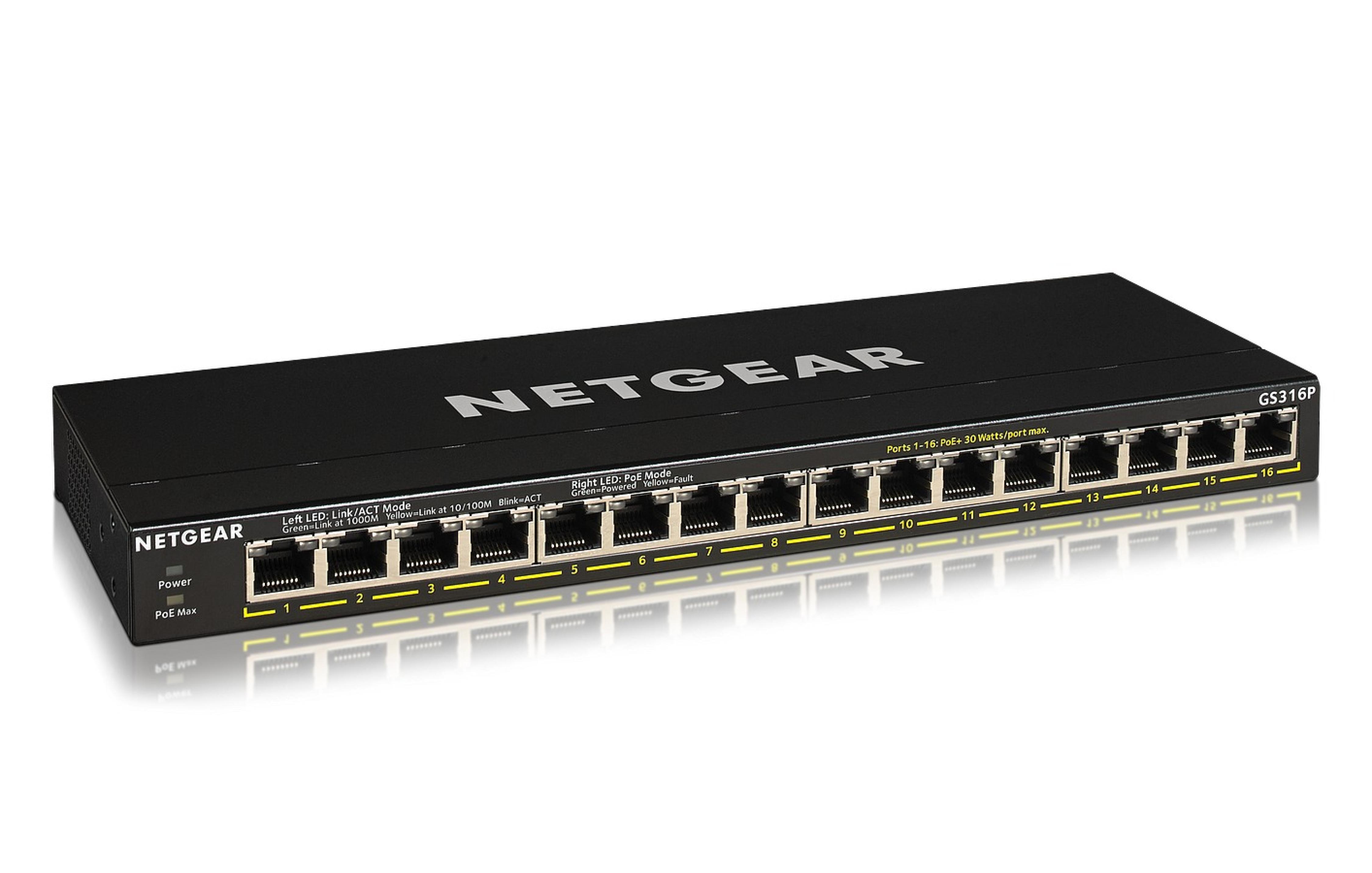 NETGEAR 16-Port GB PoE+ unmanaged Switch 115W mit FlexPoE