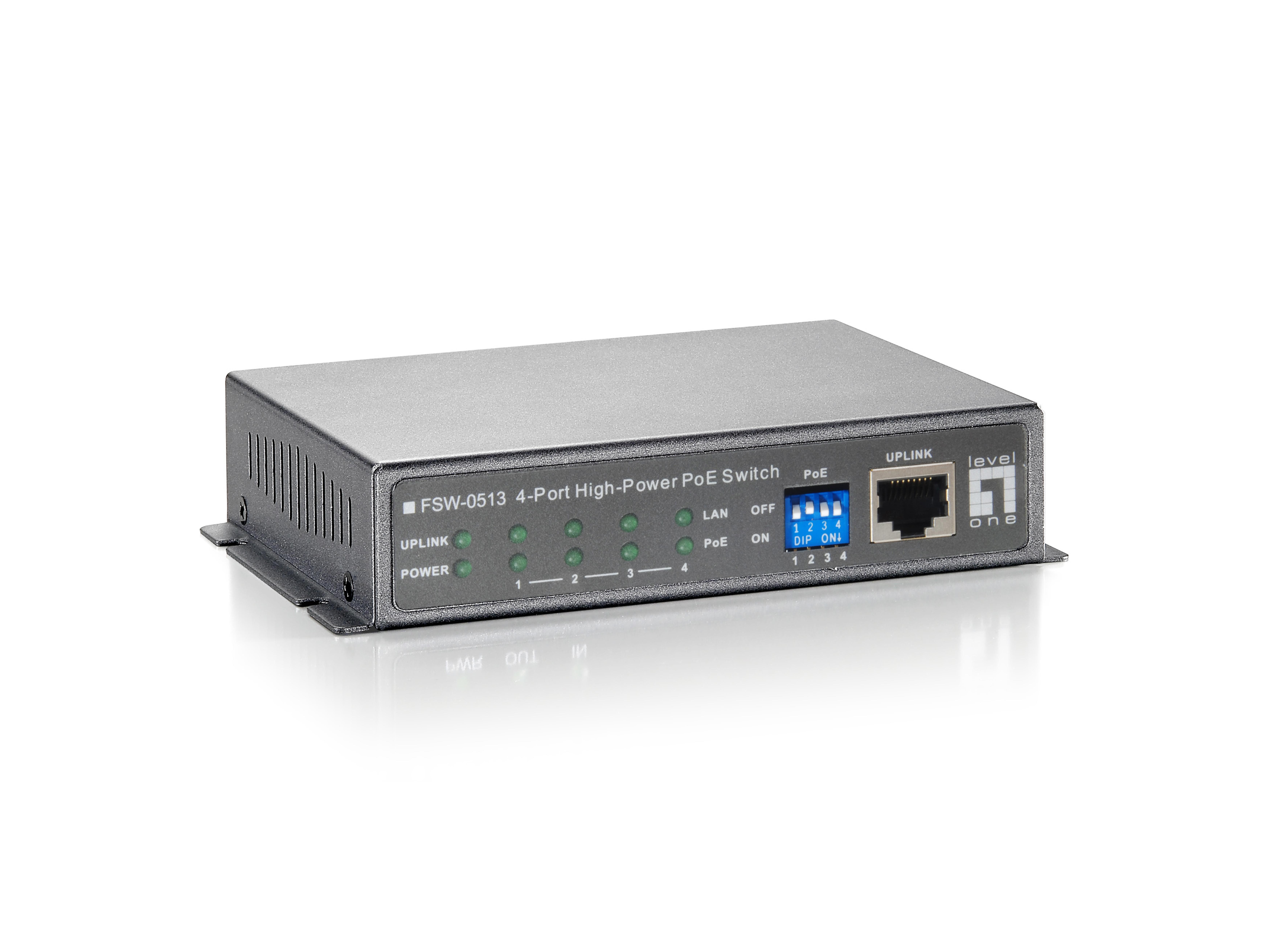 LevelOne PoE+Switch 4xFE PoE 120W Metall