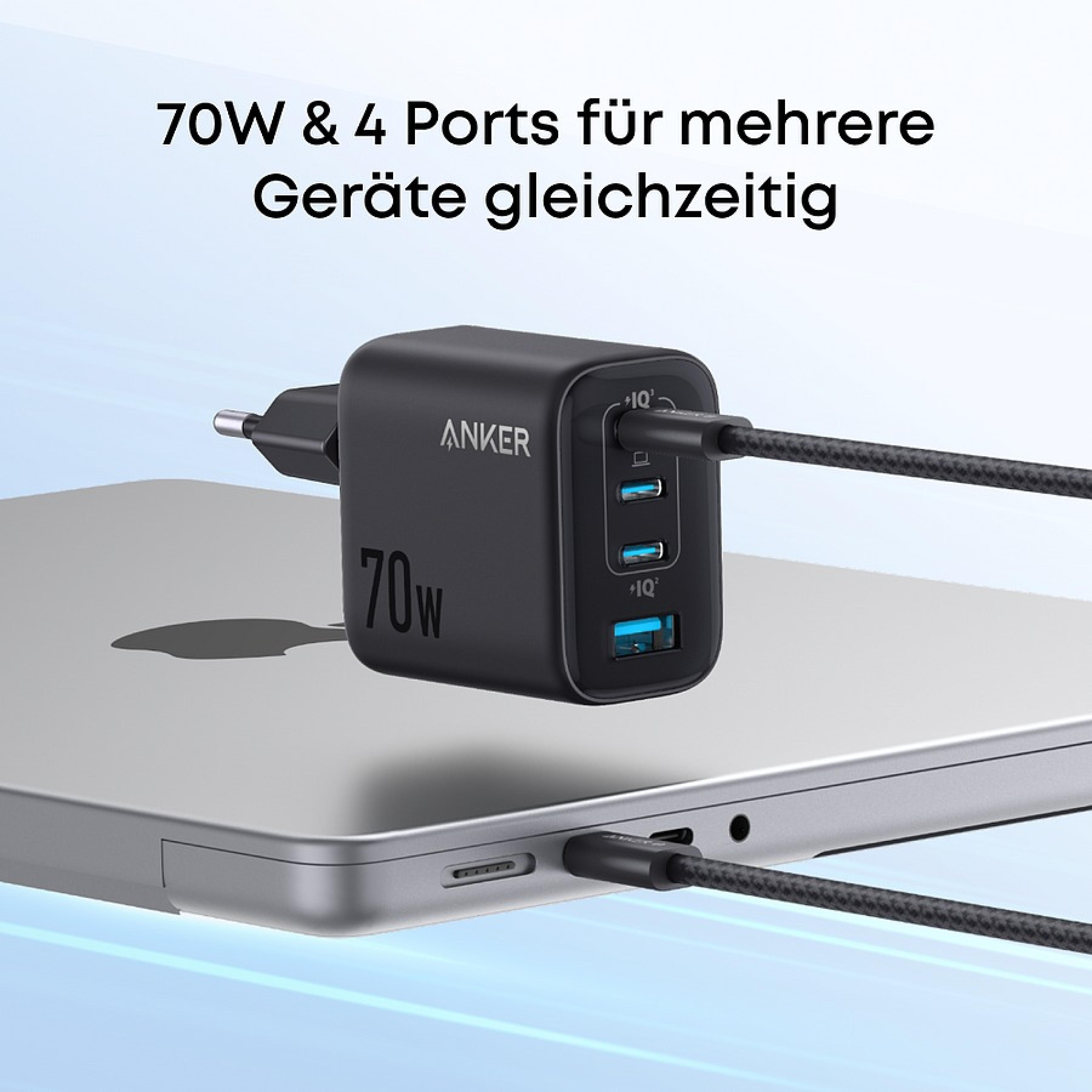 ANKER Anker Zolo Charger (70W, 4-Port, PD 3.0), schwarz