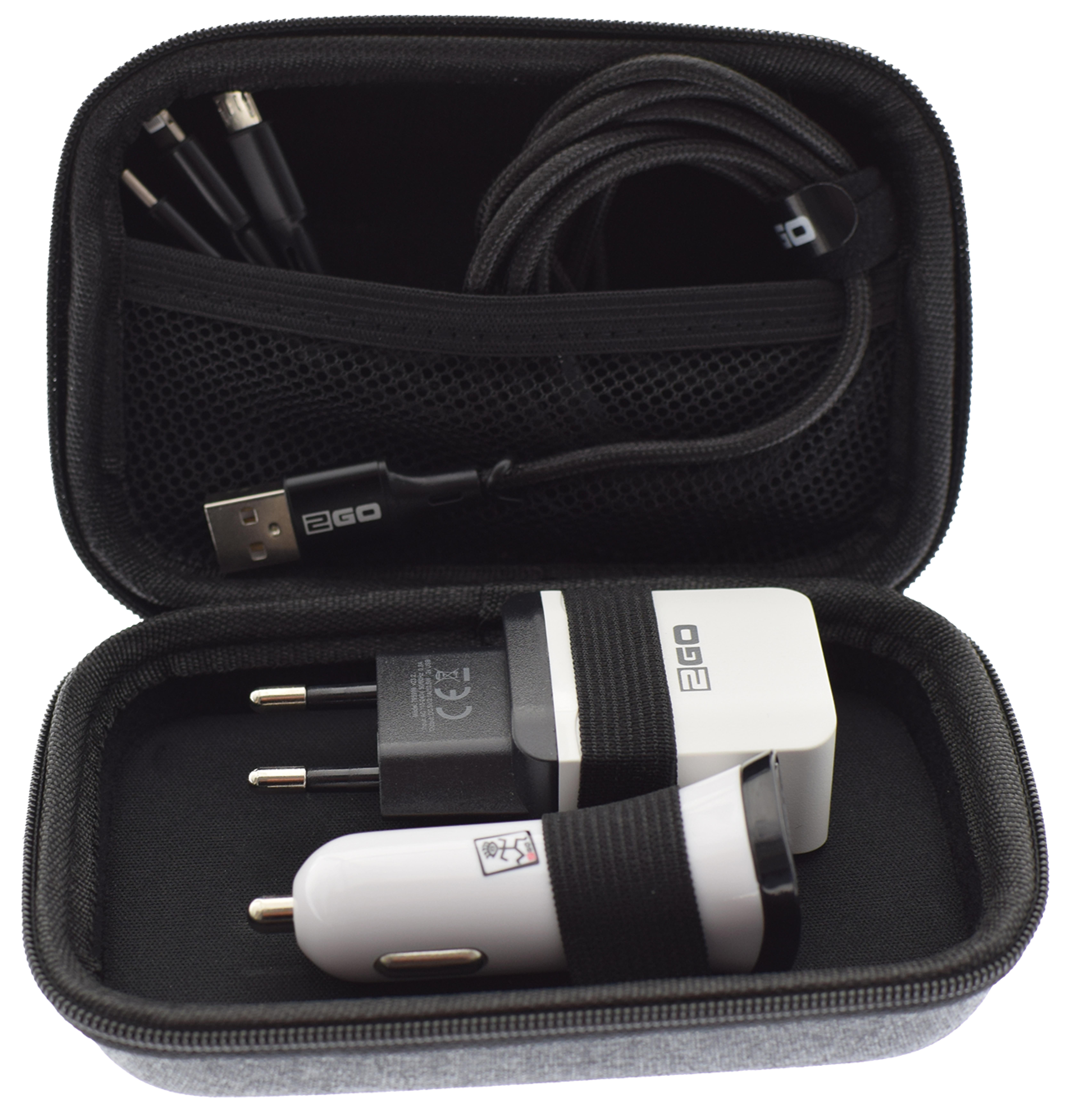 2GO Reise-Set All in One 3-tlg. USB Kabel + Ladegeraet