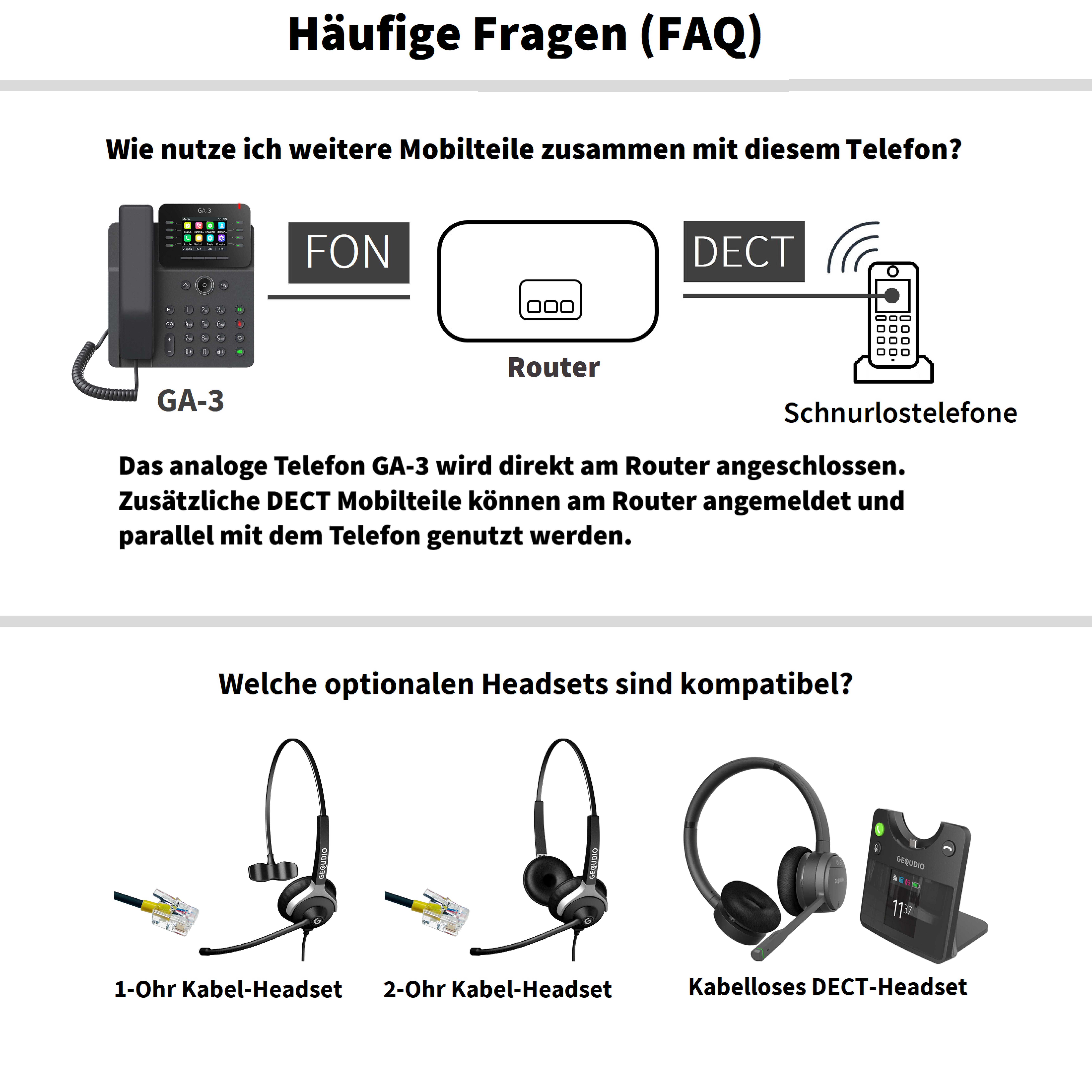 GEQUDIO GA-3 Telefon mit Anrufbeantworter