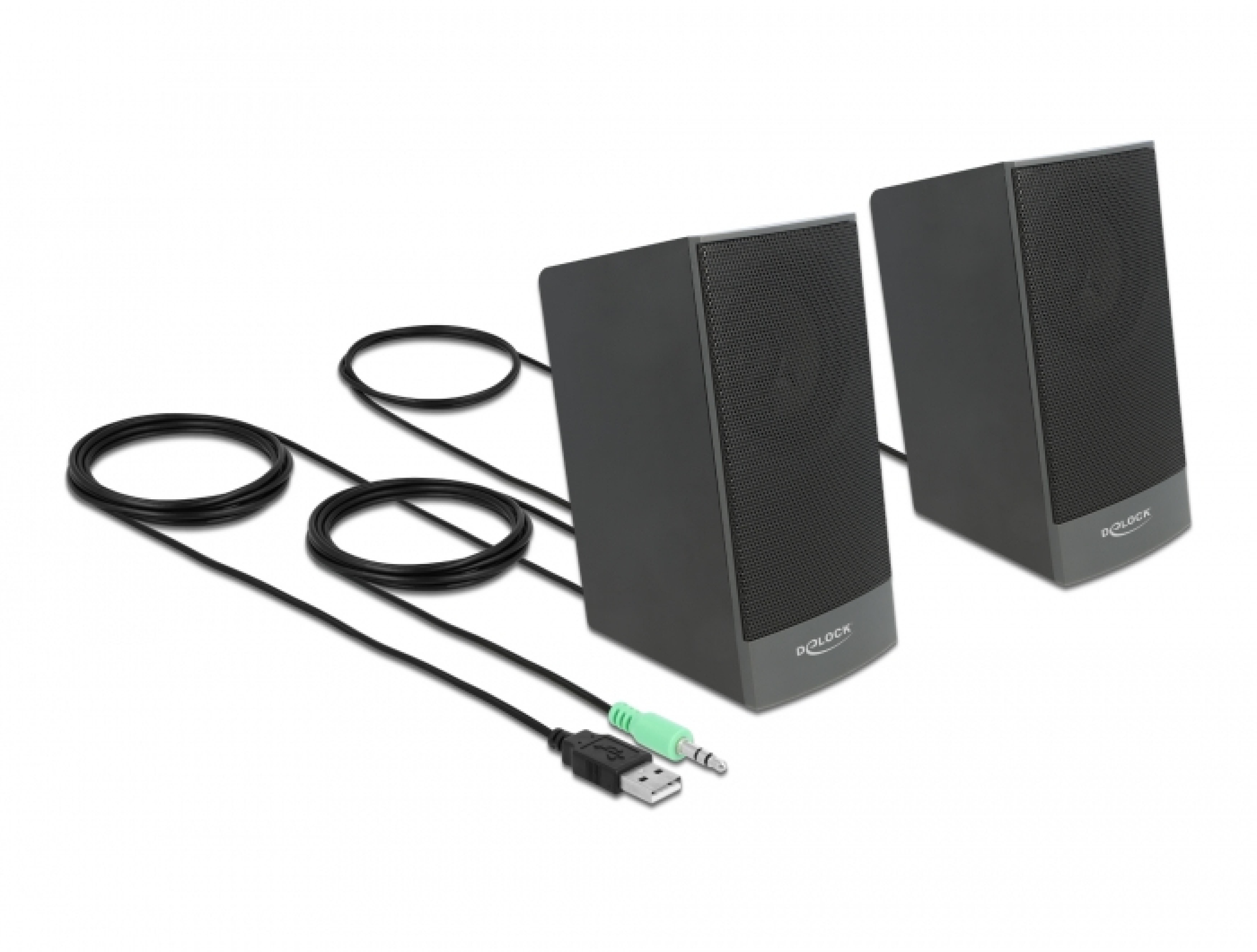 DELOCK Stereo 2.0 PC Lautsprecher 3,5mm Klinkenstecker USB