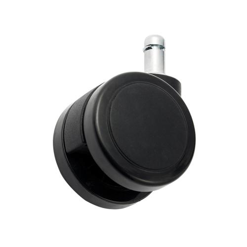 Schwarze Möbelrolle aus Kunststoff mit Metallstift für Stühle und Möbel. Ideal für Hartböden geeignet.