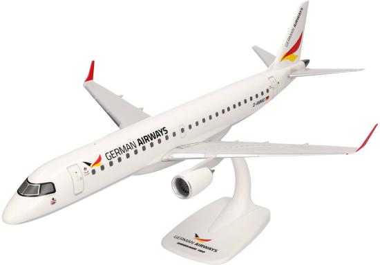 Modell eines German Airways Flugzeugs auf einem weißen Ständer
