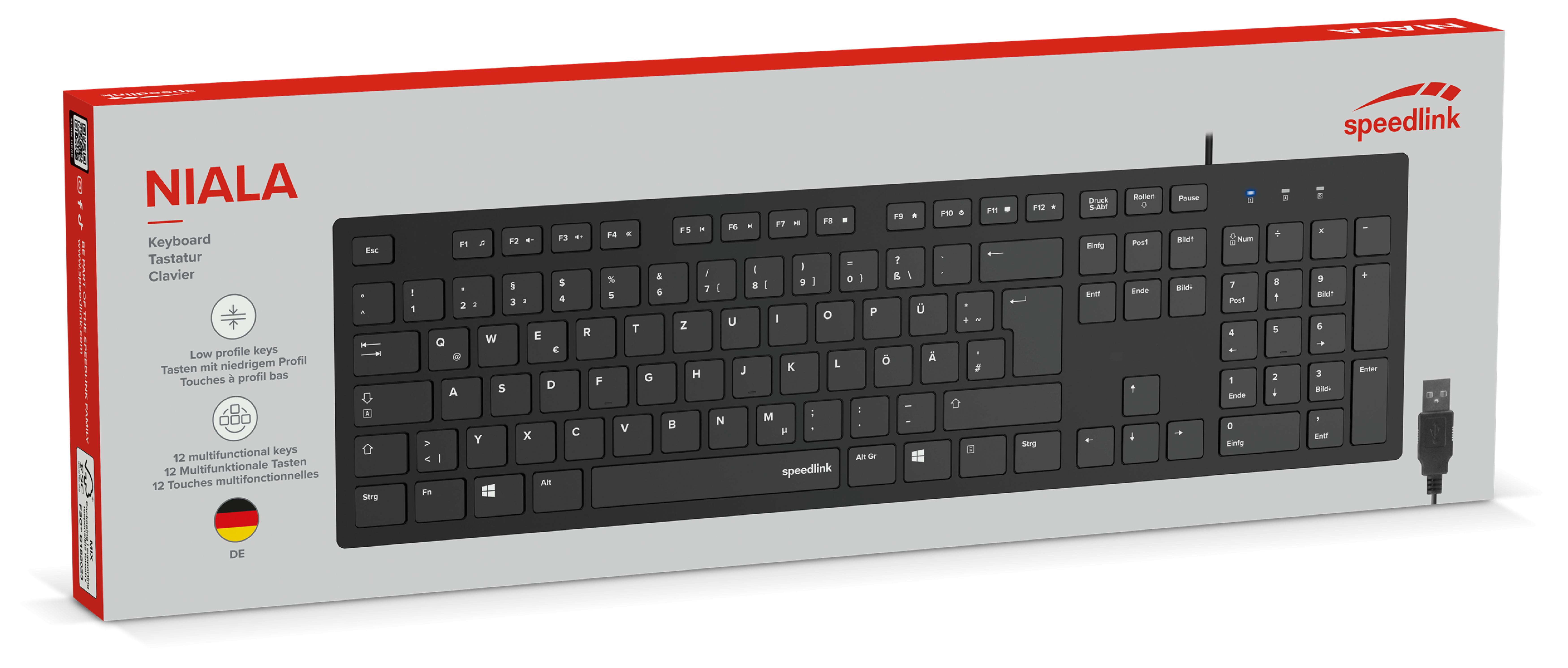 SPEEDLINK NIALA Keyboard, black - DE Layout