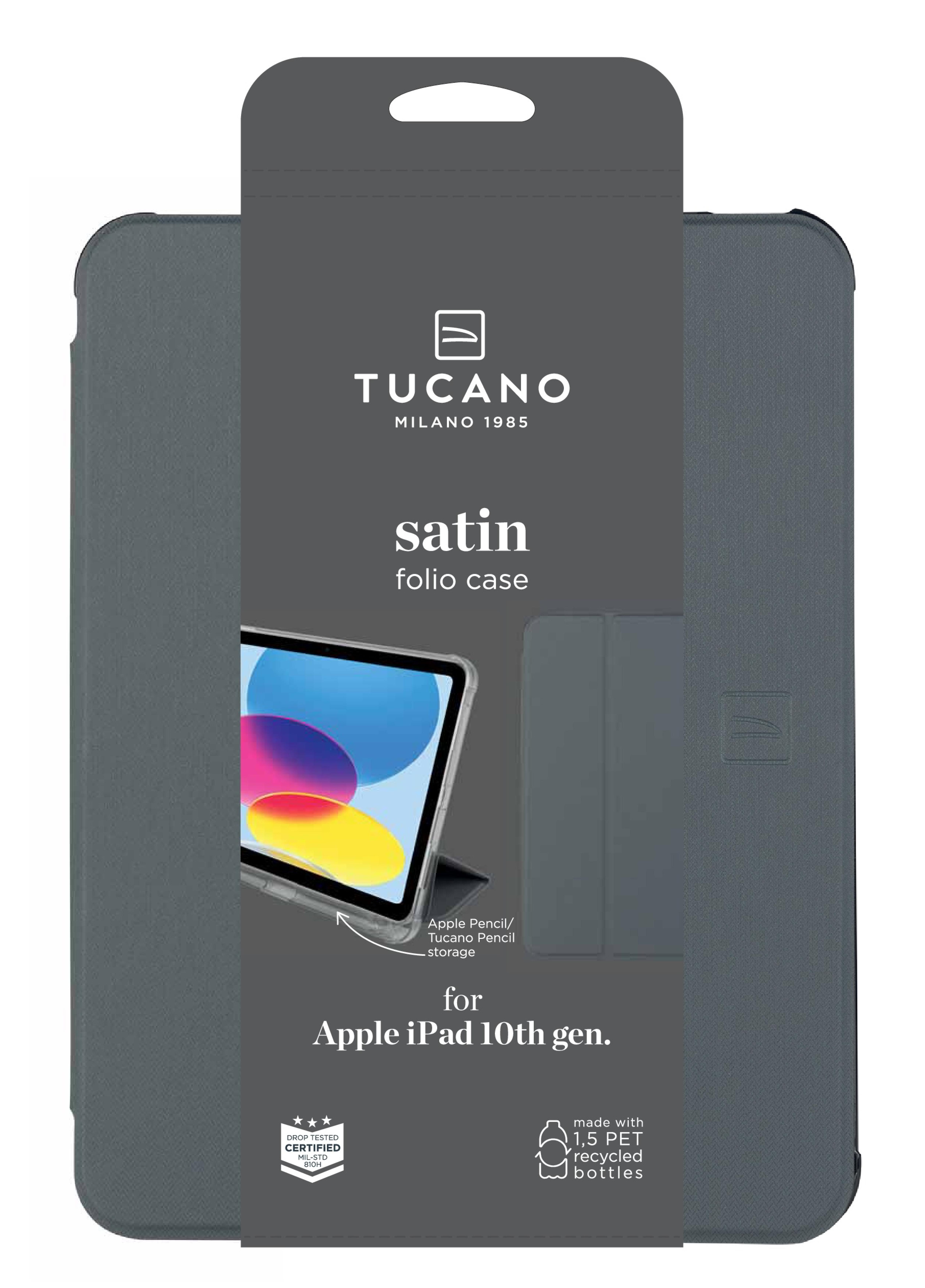 TUCANO SATIN Tablethülle mit Fallschutz Apple iPad 11" 11.Gen A16 / 10,9" 10.Gen Grau