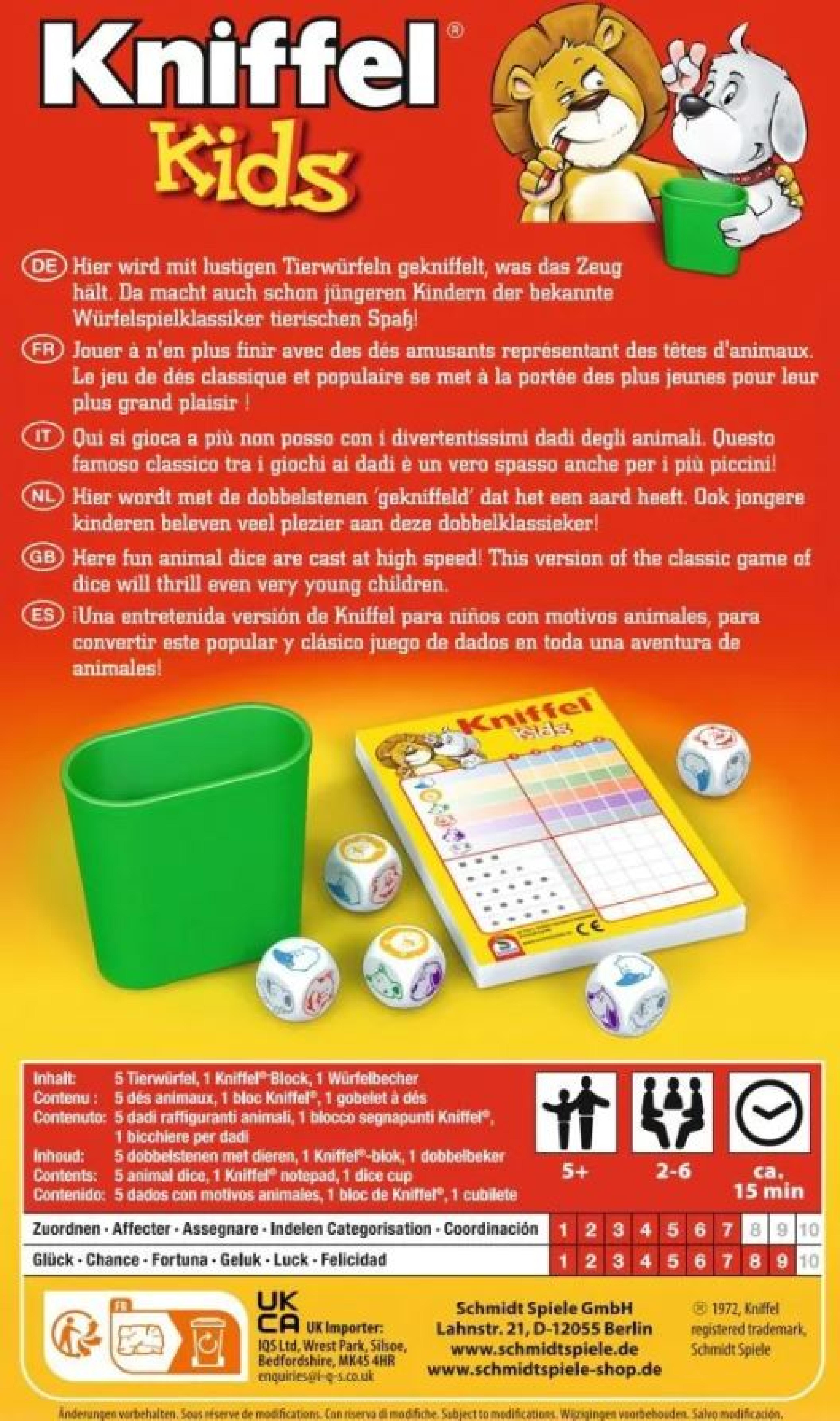 VERLAG: SCHMIDT SPIELE Kniffel Kids, Kinderspiel