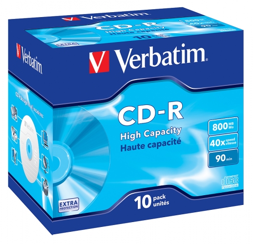 Verbatim CD-R 800 MB Verpackung mit hoher Kapazität, 40x Schreibgeschwindigkeit, 90 Minuten Aufnahmezeit
