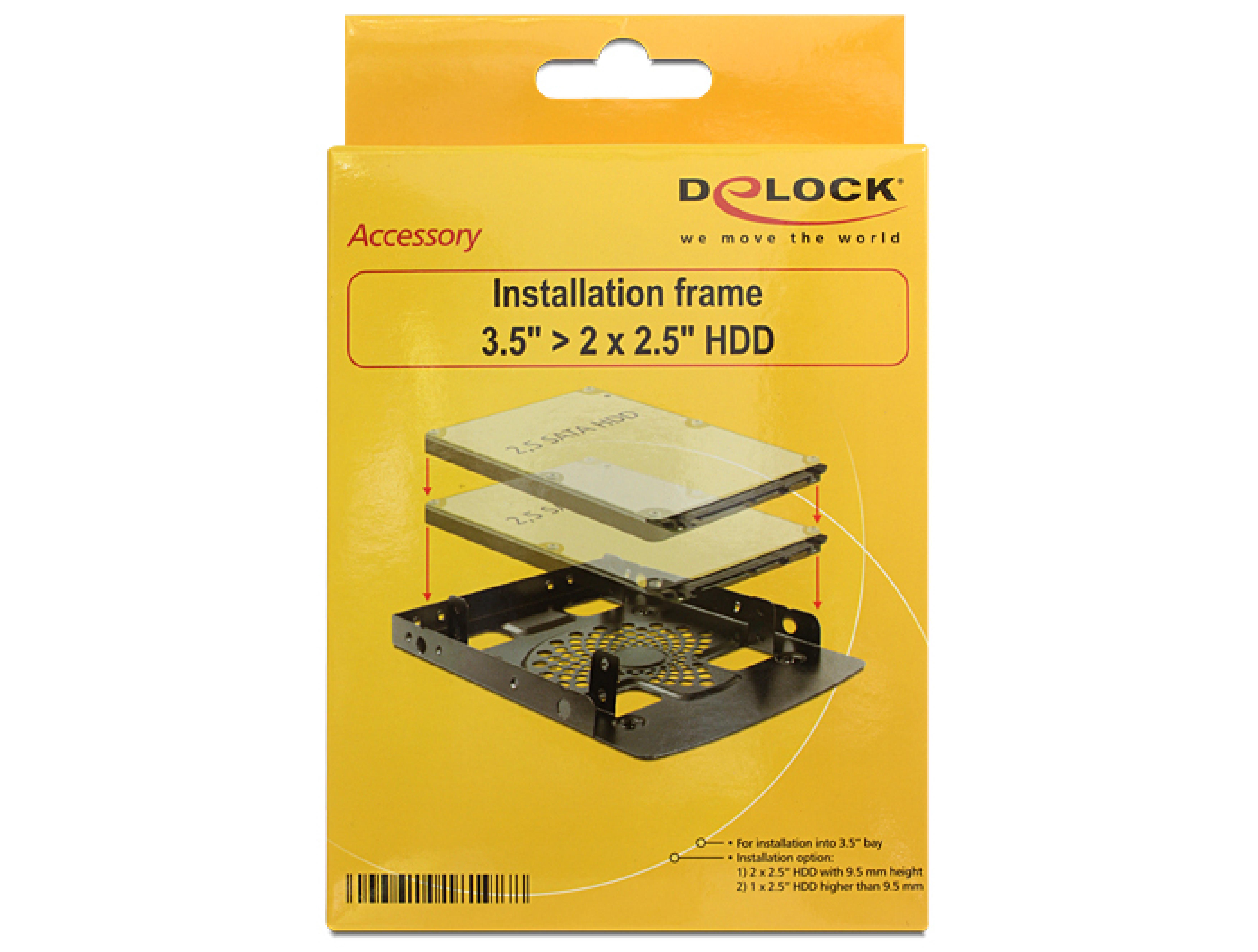 DELOCK Einbausatz 3,5" fuer 2x 2,5" HDDs Metall schwarz