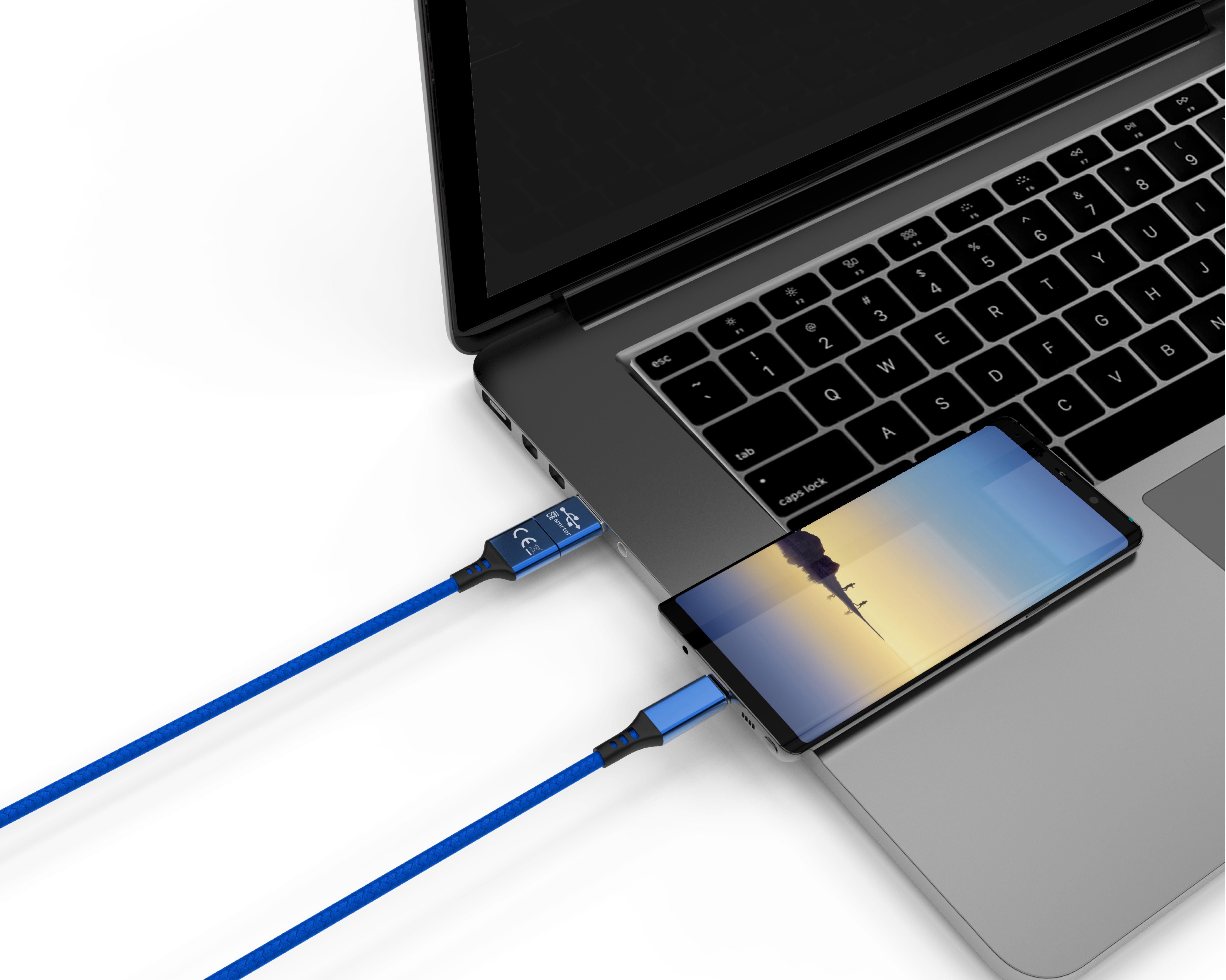 smrter SPEEDY Daten-& Ladekabel, Typ USB-C, 100cm, blue retail