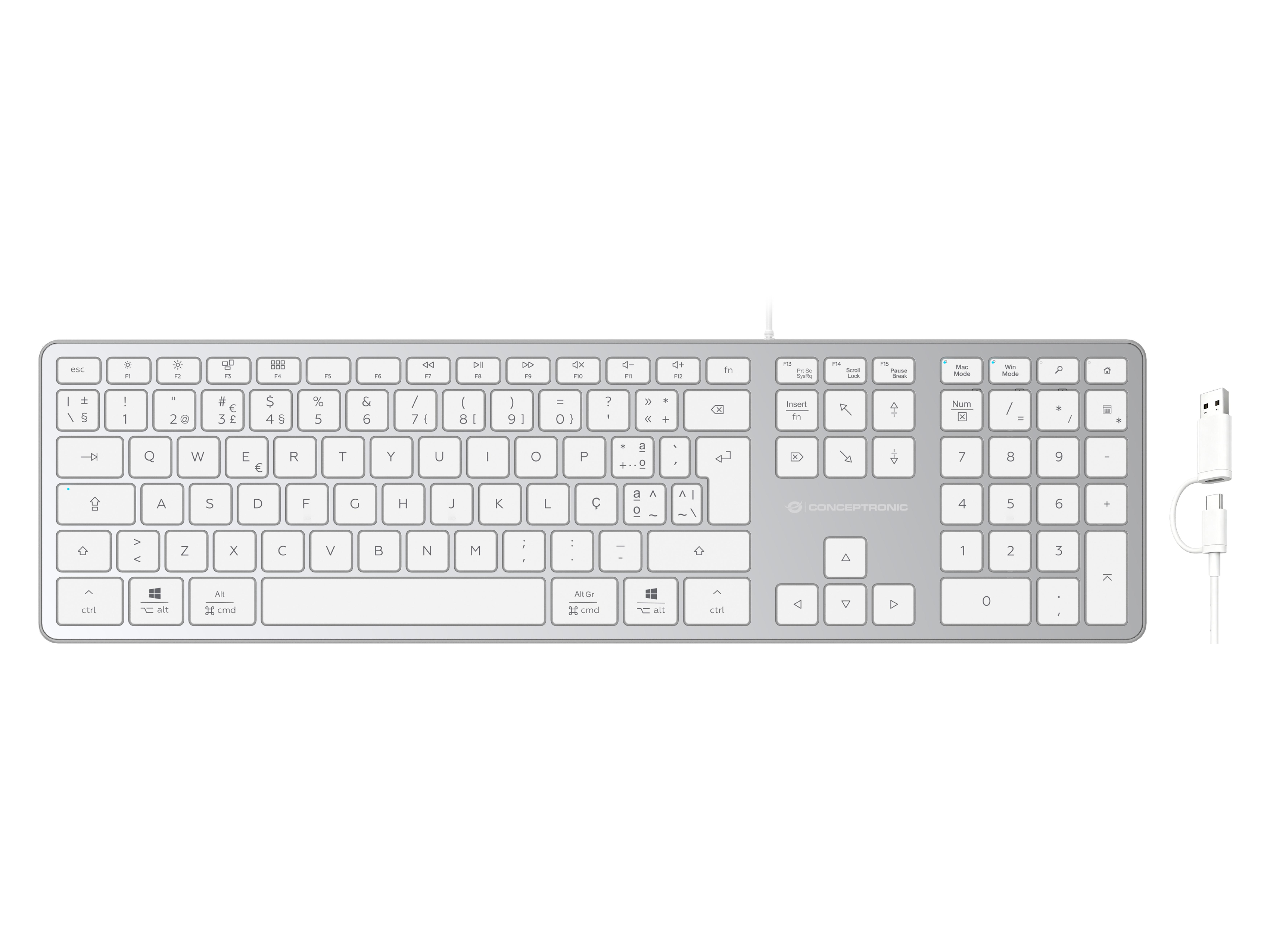 CONCEPTRONIC USB Tastatur slim USB-A/USB-C Layout PT ws
