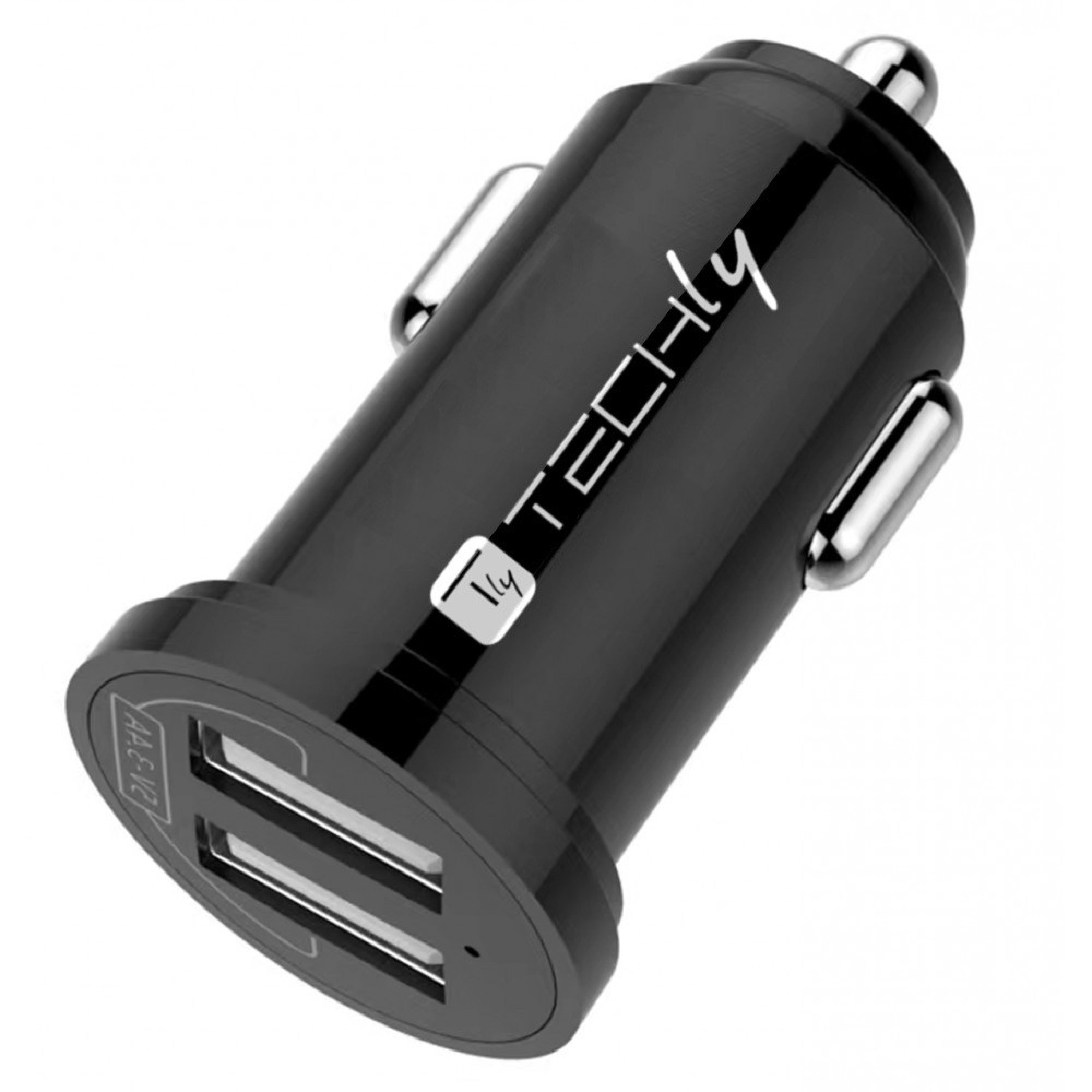 Techly Autoladegeraet 2p USB A 5V/2.4A schwarz