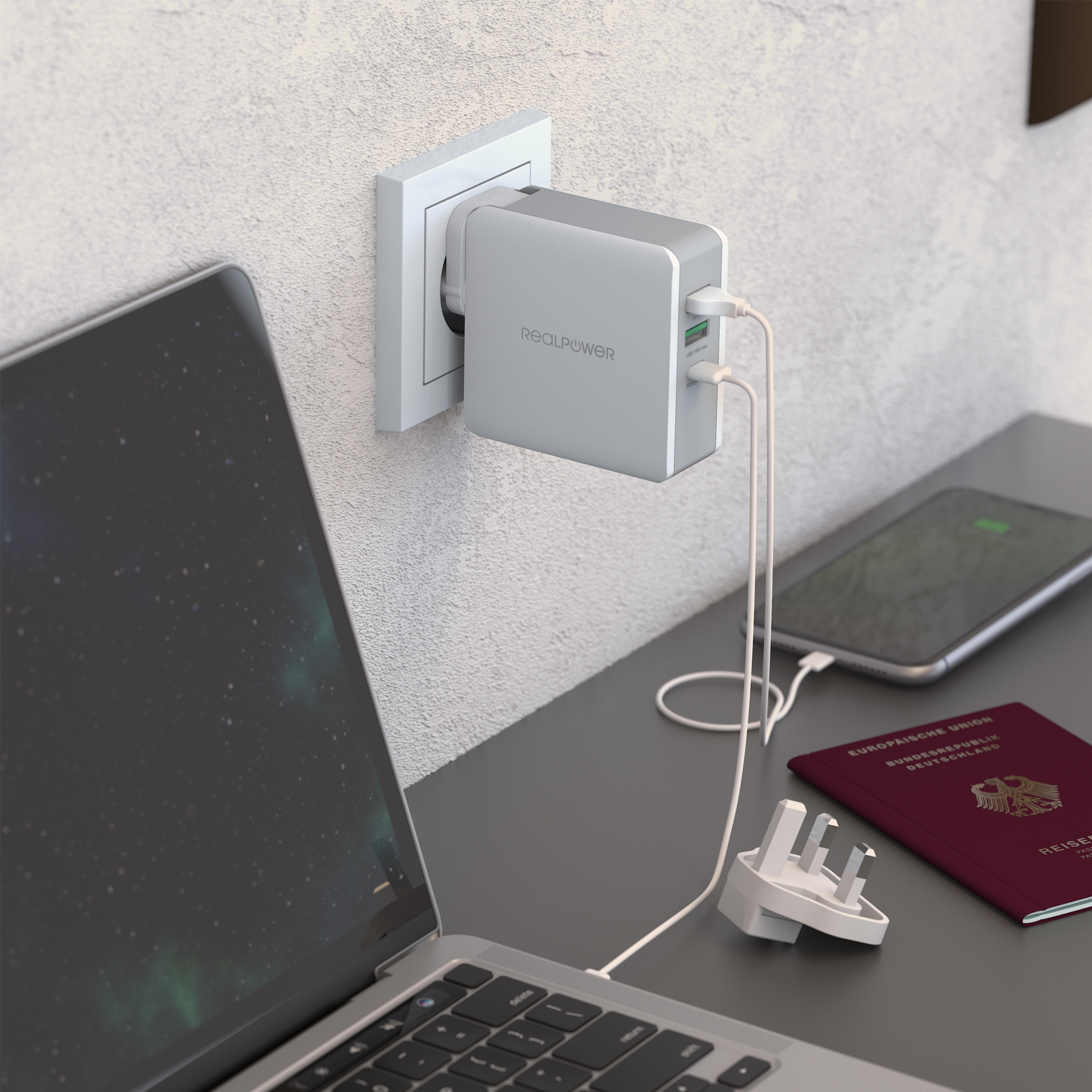 RealPower Ladegeraet DeskCharge-65 Travel 65W