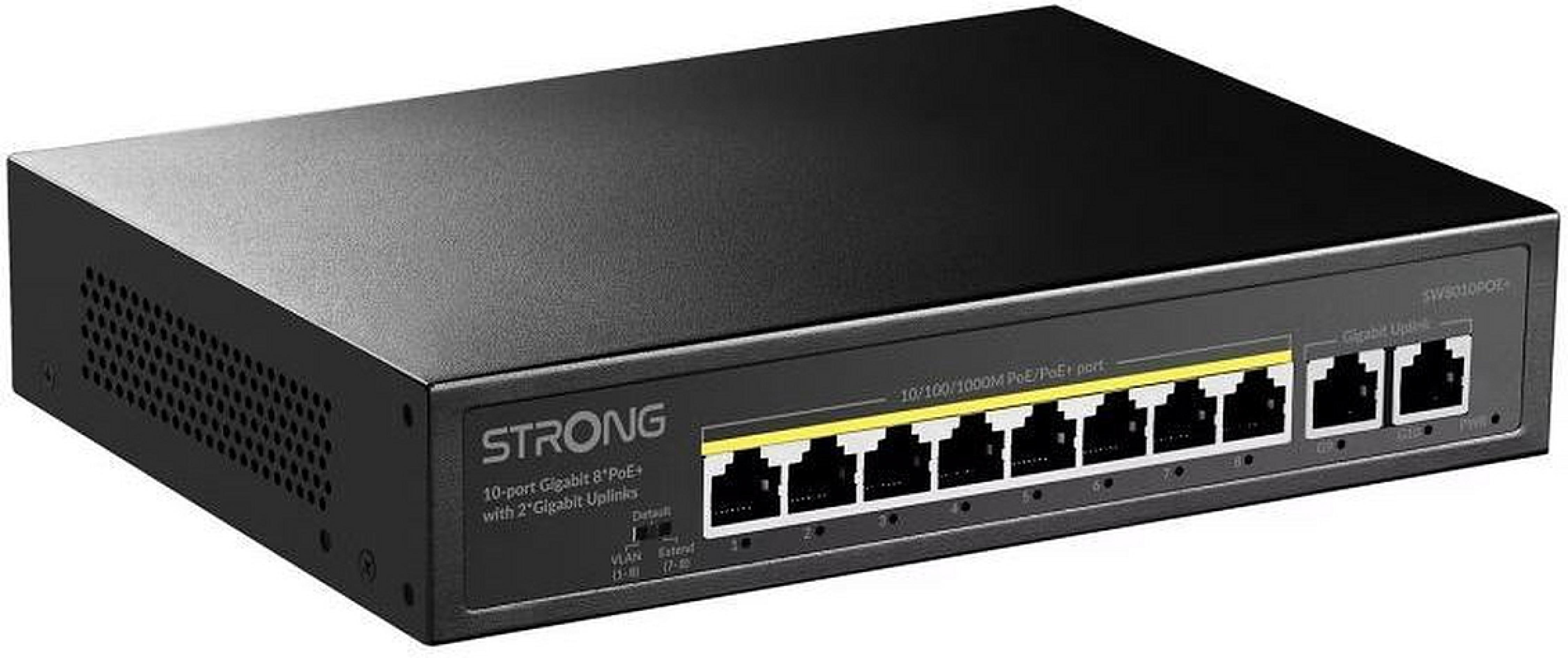 STRONG 8-Port Gigabit POE+ Switch plus 2-Port Ethernet Gigabit-Uplinks